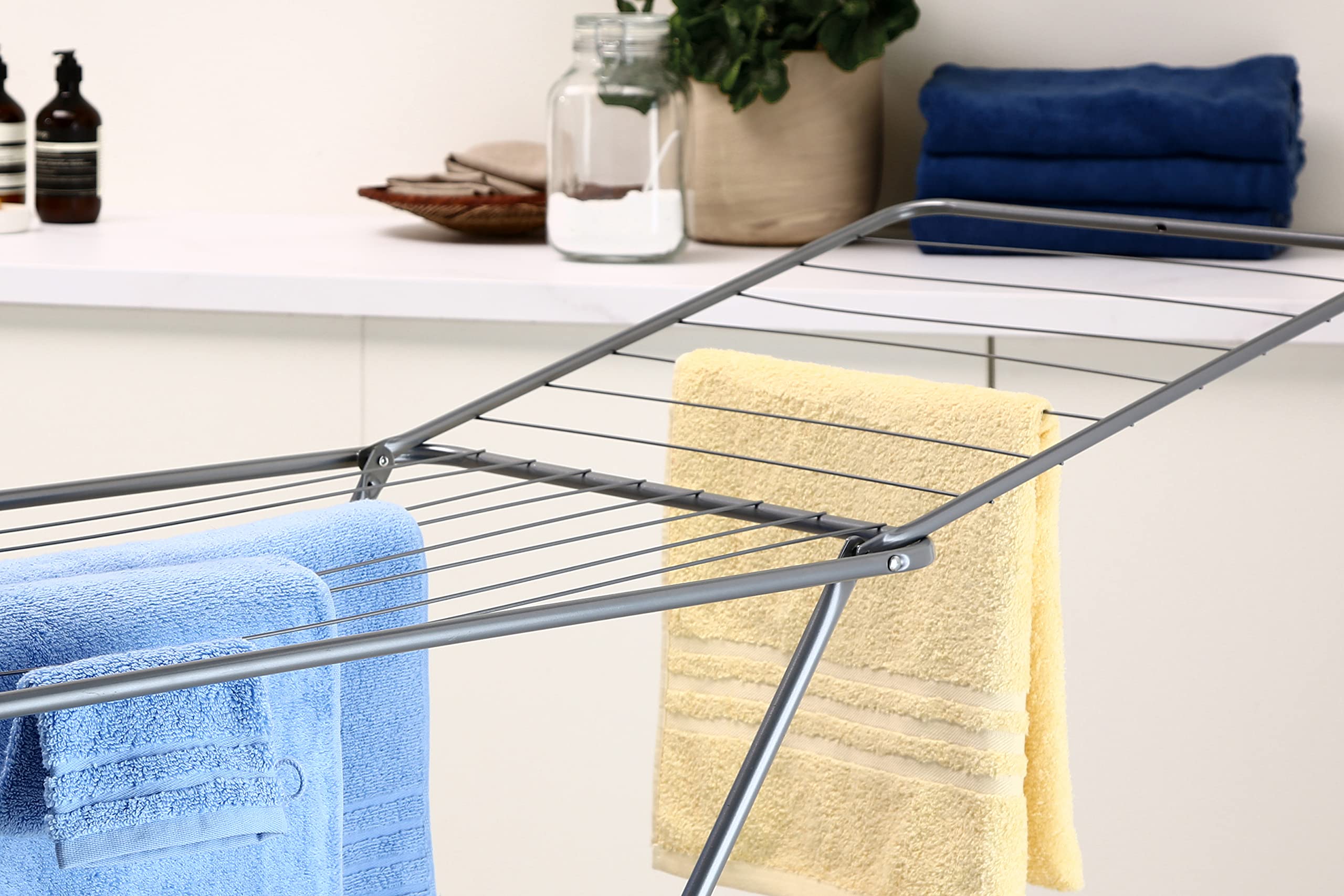 Metaltex Capri 20m Grey Clothes Drying Rack - Foldable Indoor/Outdoor Laundry Rack for Apartments, Balconies & Small Spaces