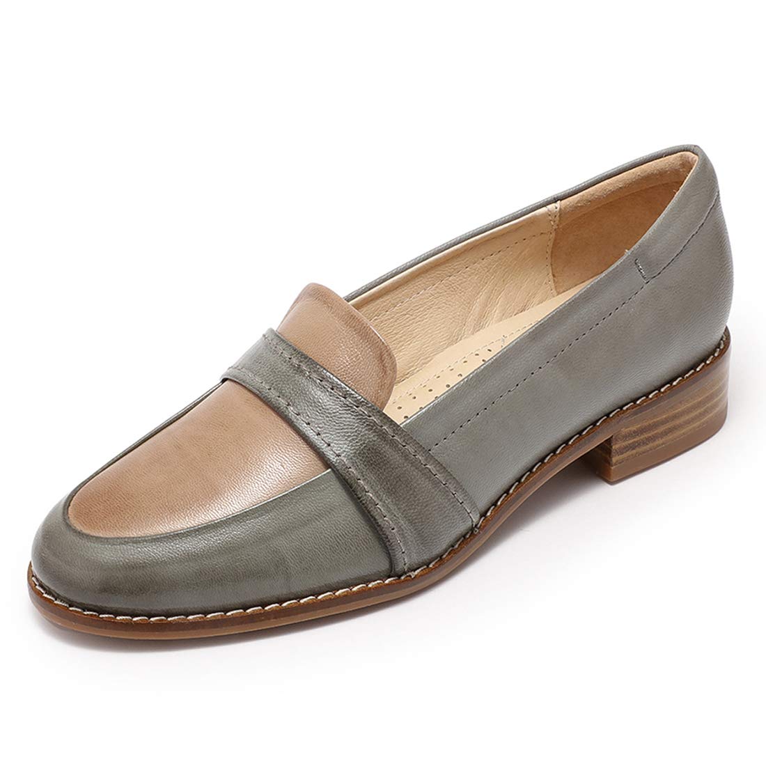Mona Flying Women's Genuine Leather Penny Loafers - Slip On Dress Flats for Office, Business & Casual Wear - Comfortable Work Shoes for Professional Women
