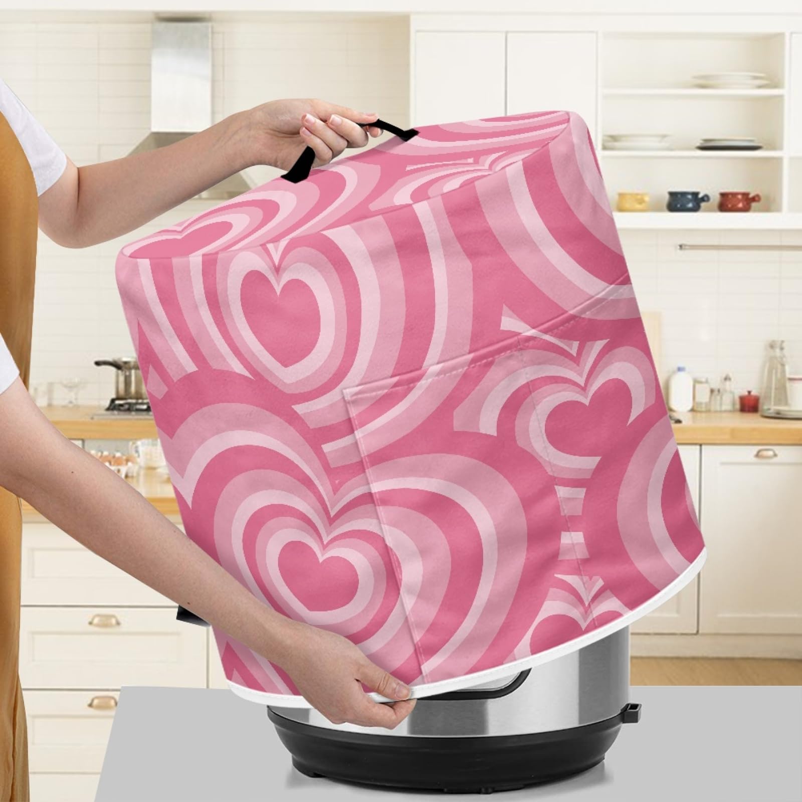 Abstract Love Heart Print Air Fryer Cover - 3 qt Pressure Cooker Dust Cover for Electric Pressure Cooker, Toaster, Oven, Rice Cooker & Steamer | Kitchen Appliance Protector for Home & Restaurant Use