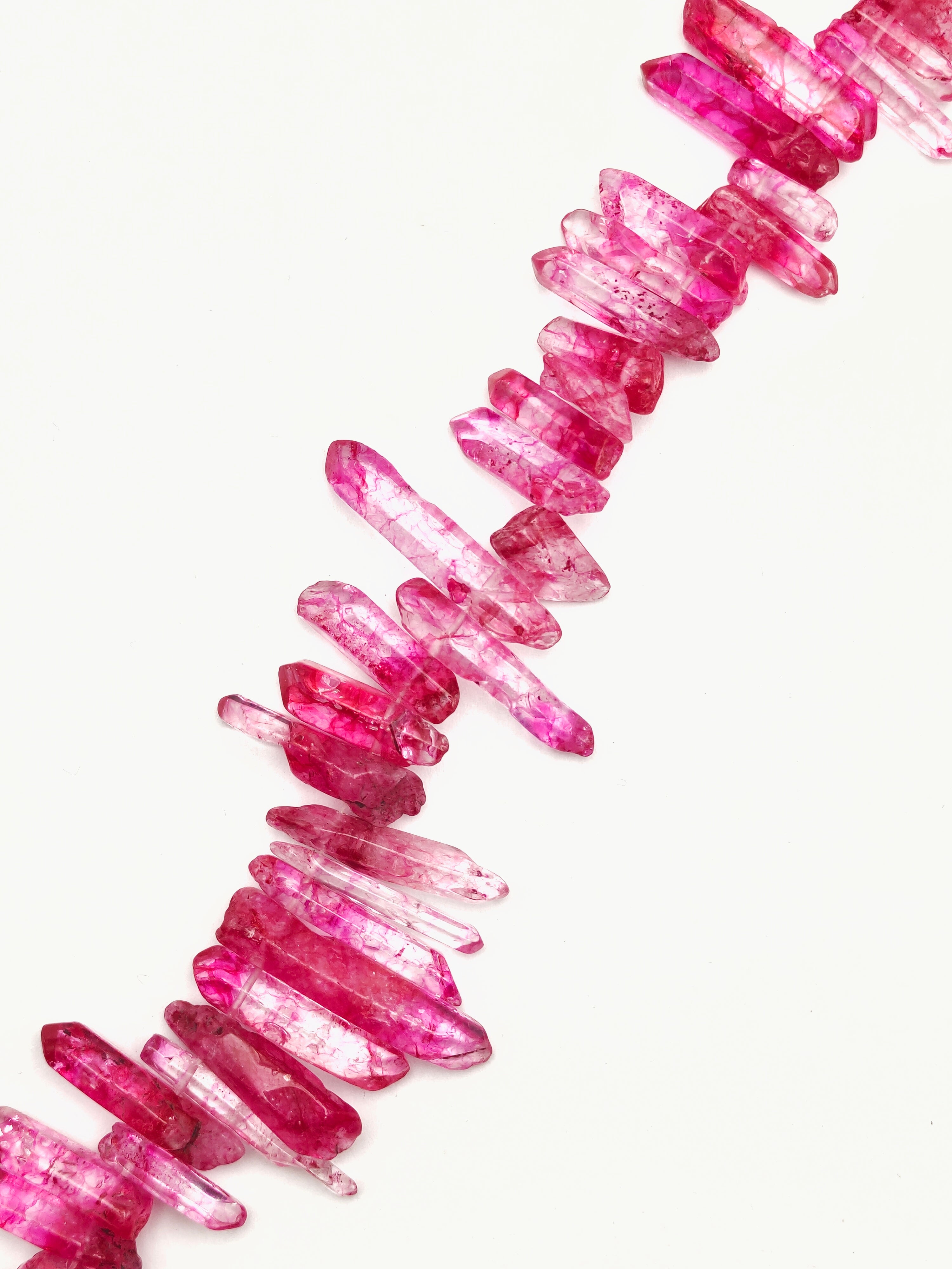 15-30mm Electroplated Fuchsia Pink Quartz Side Drilled Beads - 15.5 Inch Strand for Jewelry Making, DIY Crafts & Boho Fashion Accessories