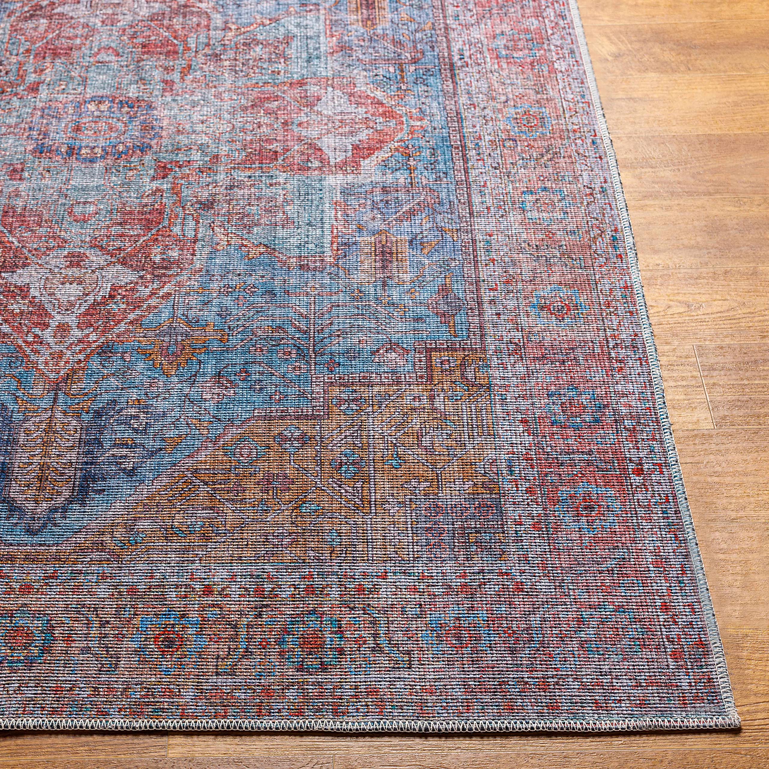 Hauteloom Otaki Washable Area Rug for Living Room & Bedroom - Gray & Purple 7'10
