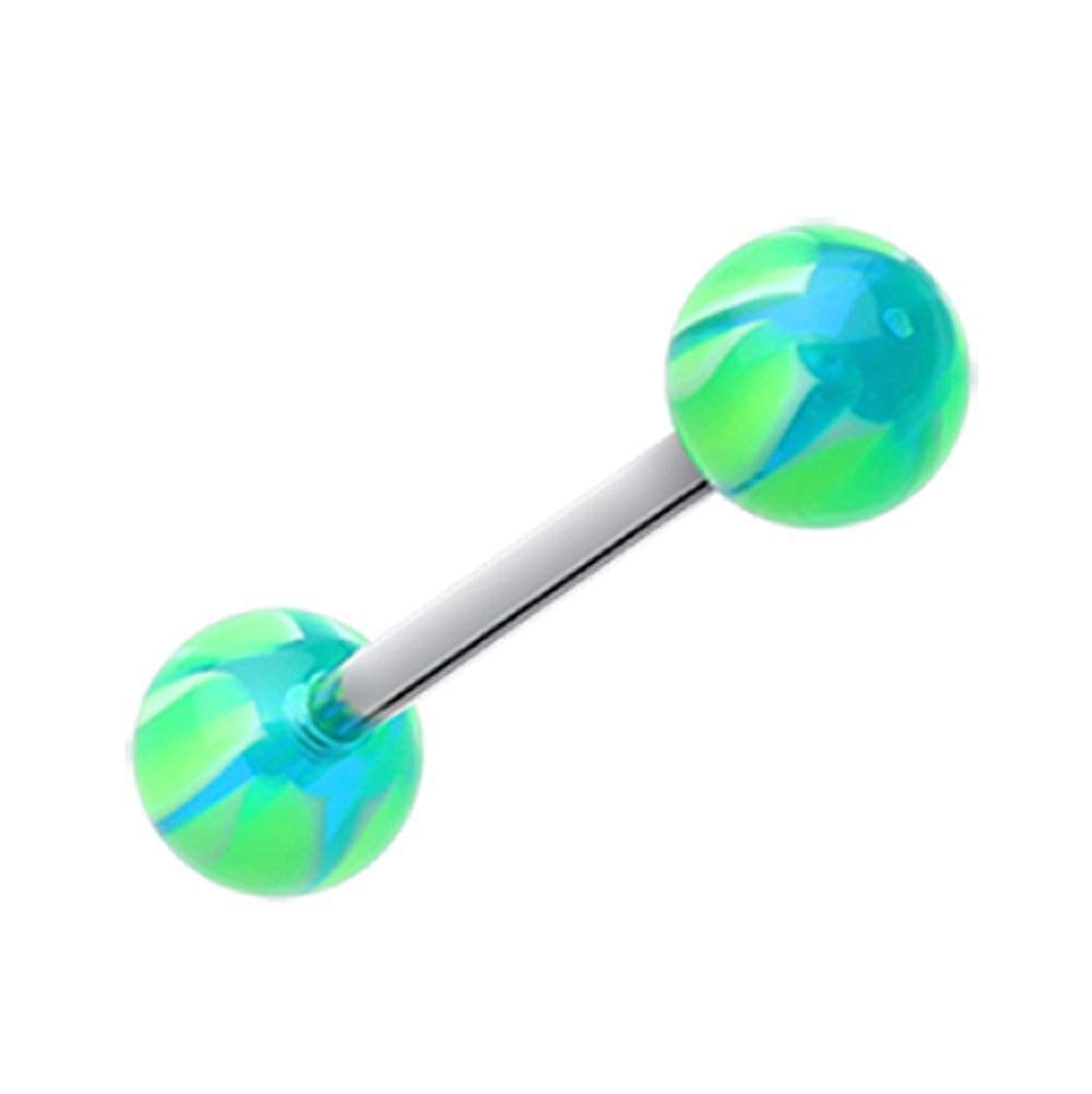 Swirl Punch Acrylic Barbell Tongue Ring - Stylish Body Jewelry for Piercing