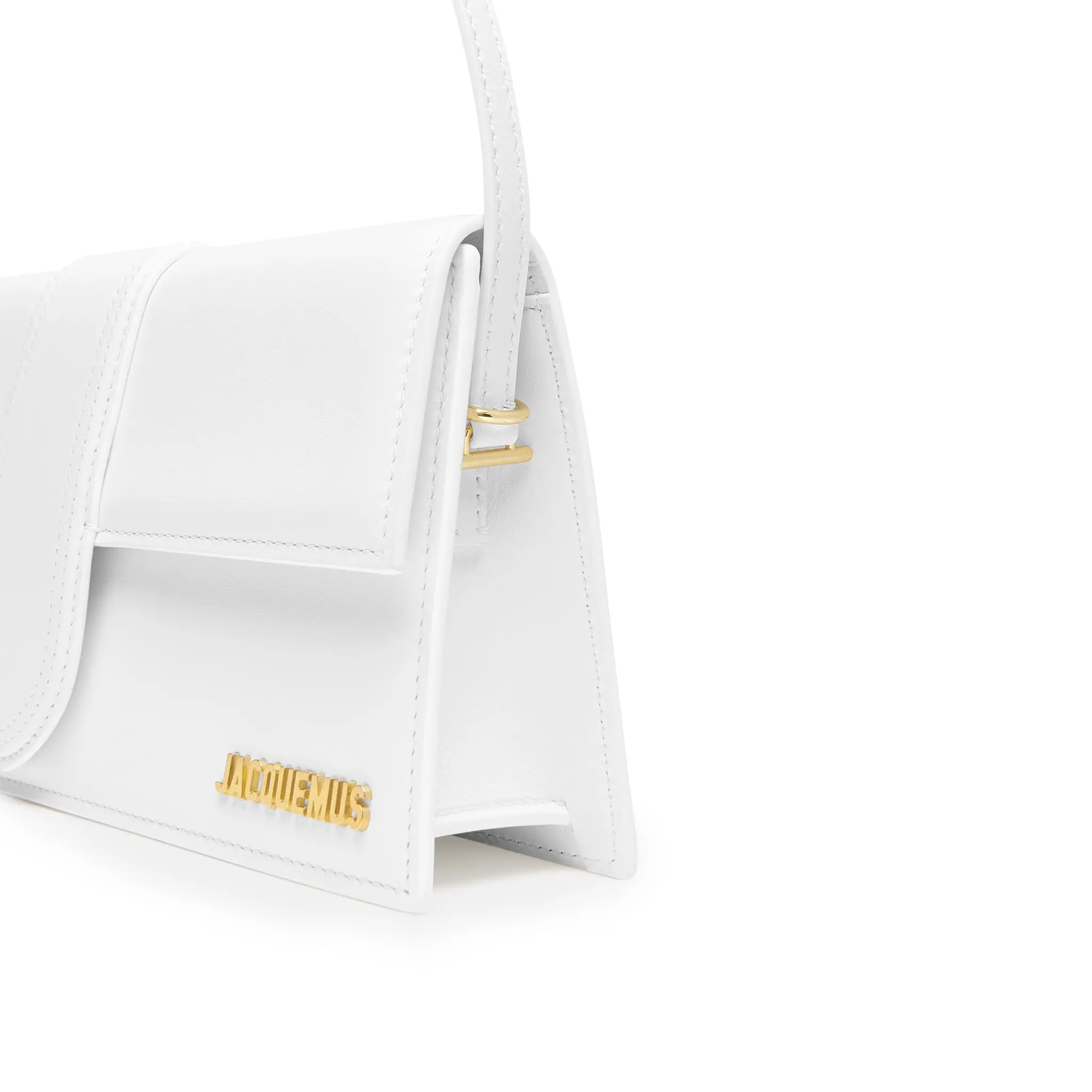 Jacquemus Le Bambino Long Flap White Leather Shoulder Bag for Women | Designer Crossbody Purse | Perfect for Date Night, Travel & Everyday Use