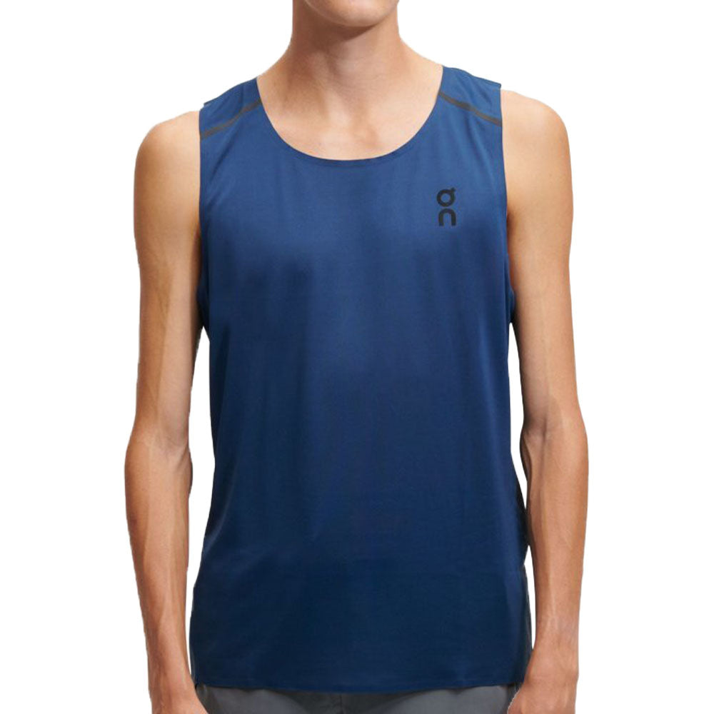 Men's Slim Fit Stretch Denim Tank Top in Navy Blue - Casual Summer Wear for Outdoor Activities and Beach Outings