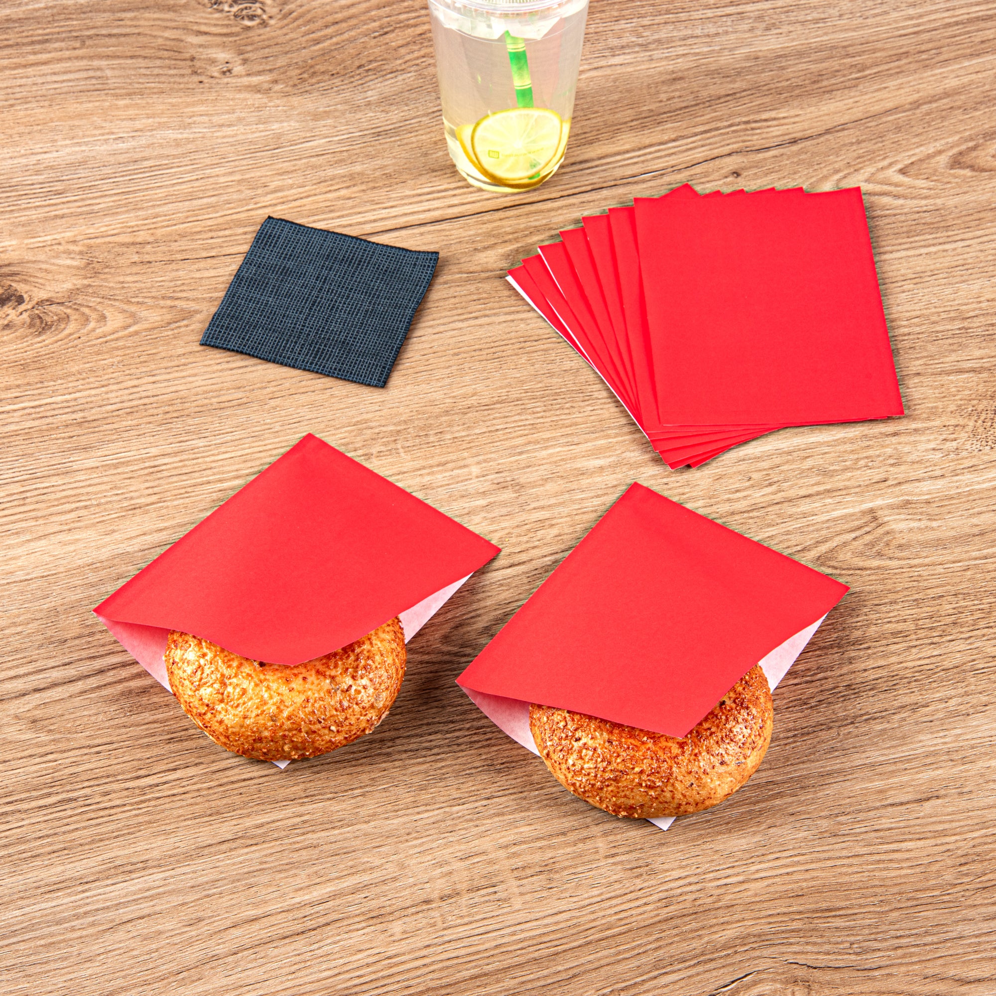 Red Greaseproof Paper Bags - Small Double Open Food Bags (6.25