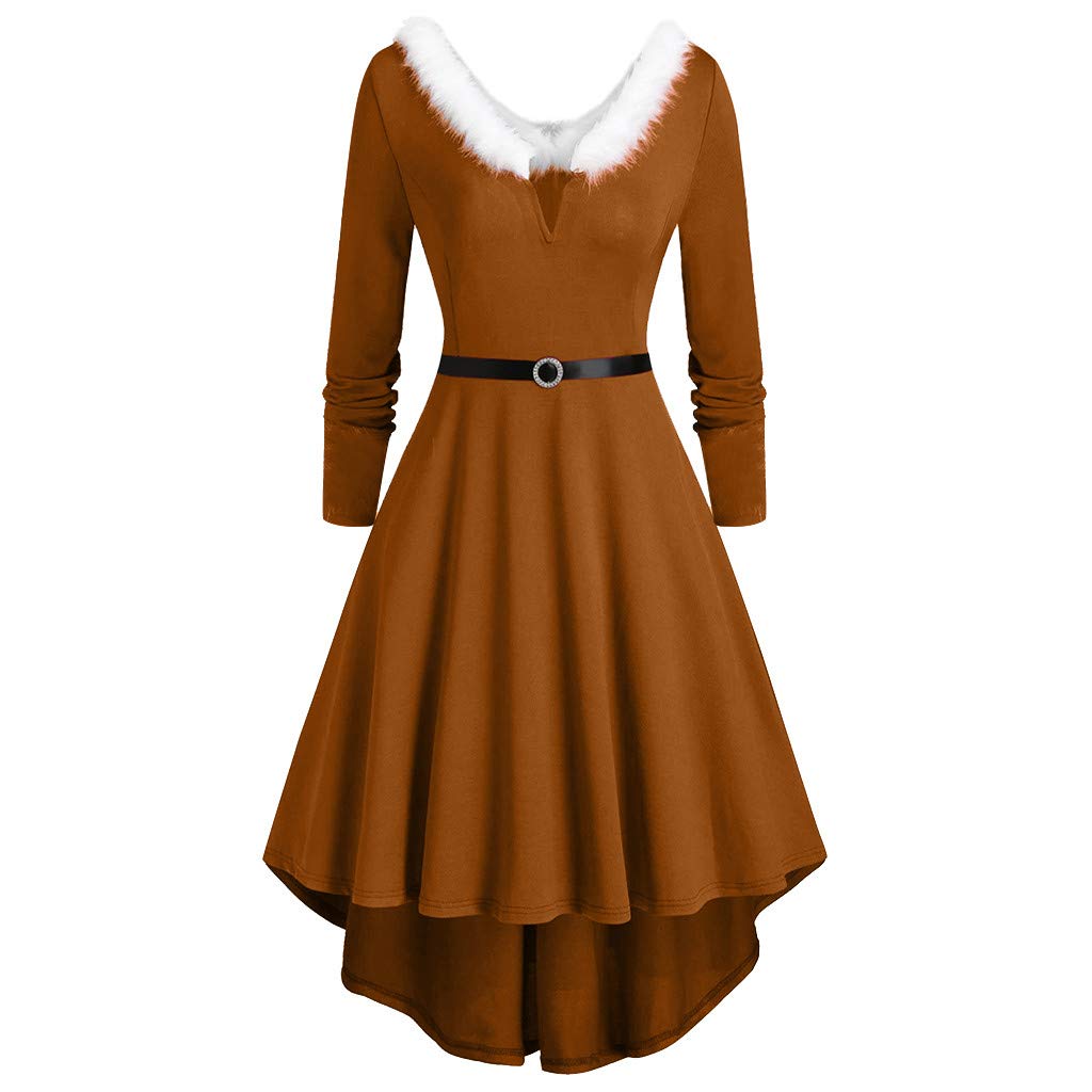 Elegant Long Sleeve Asymmetrical Patchwork Faux Panel Dress for Women - Plus Size Christmas Party & Holiday Formal Wear