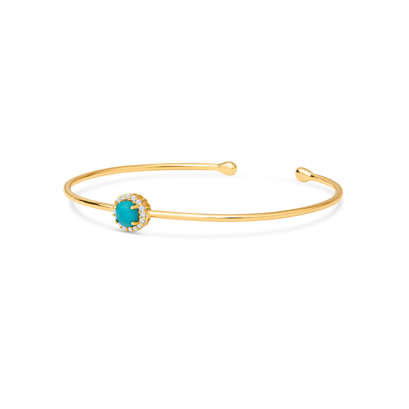 14K Gold Diamond & Turquoise Bangle Bracelet for Women - Elegant Handmade Jewelry Gift for Birthday, Anniversary & Special Occasions