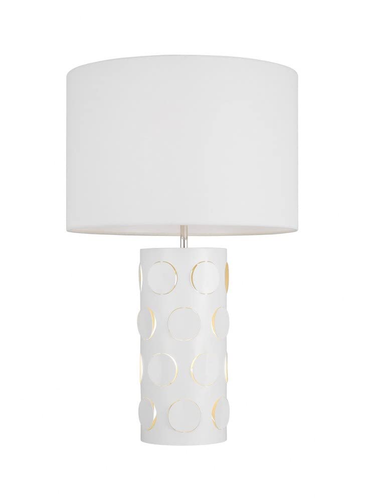 Generation Lighting Dottie 18W 2 LED Table Lamp - Midcentury Modern Style - 13.25 Inch Height, 16.5 Inch Width - Matte White Finish - Perfect for Living Room, Bedroom & Office Lighting