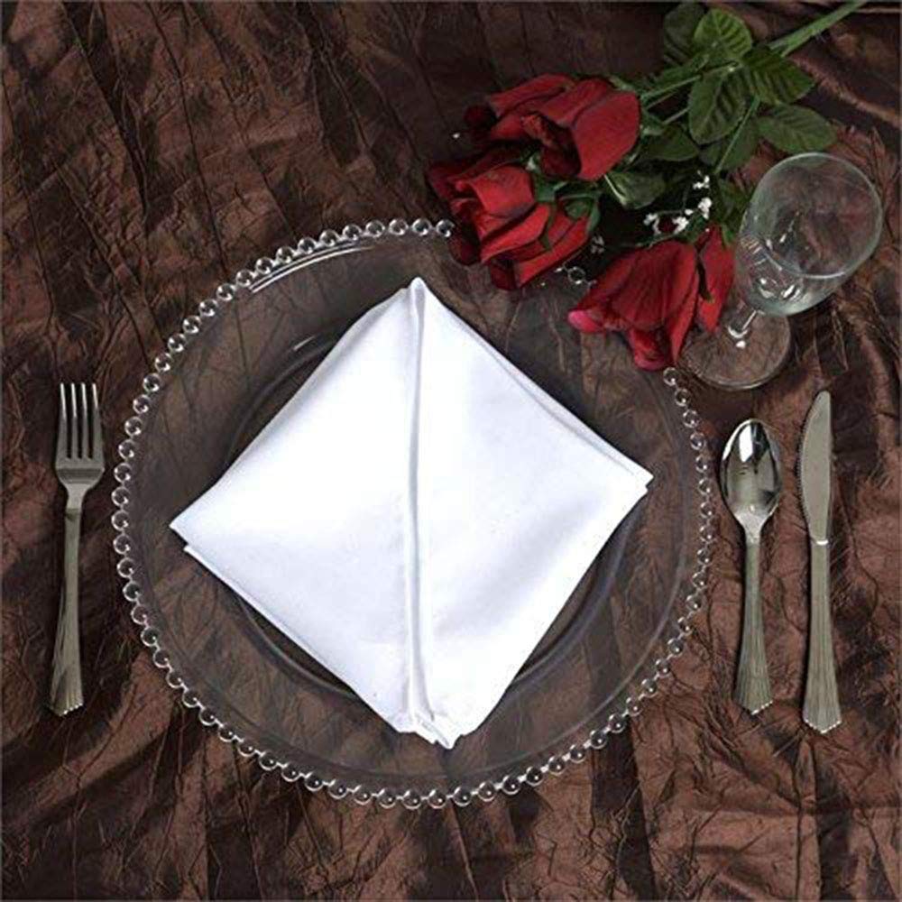 Tiger Chef 24-Pack Clear Glass Beaded Charger Plates - Elegant Round Dinner Plate Chargers for Weddings, Parties & Formal Dining - Durable Placemats for Table Decor & Special Occasions