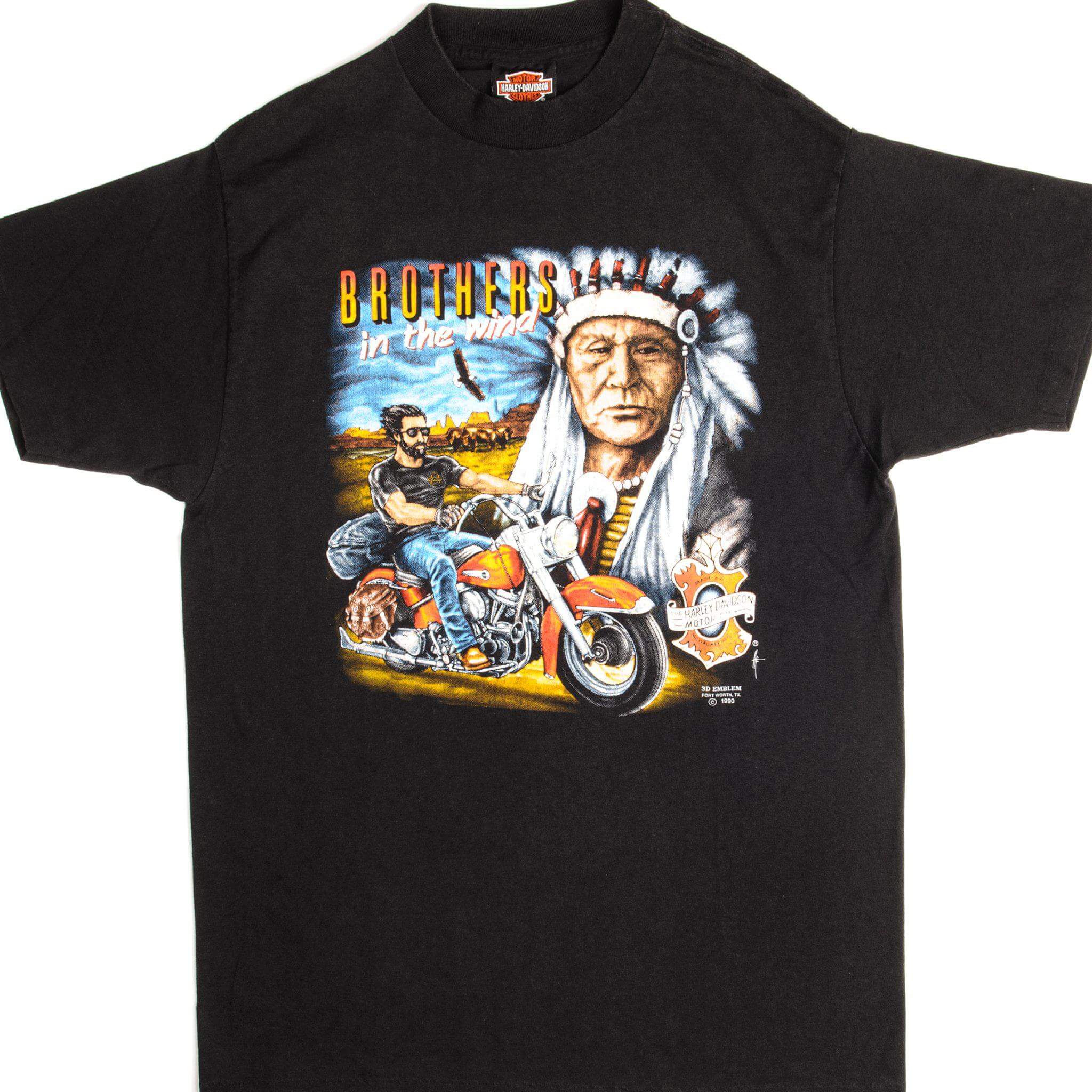 Vintage 3D Emblem Harley Davidson T-Shirt 1990s Retro Motorcycle Tee - Medium Size, Made in USA - Perfect for Biker Events, Casual Wear & Vintage Collectors