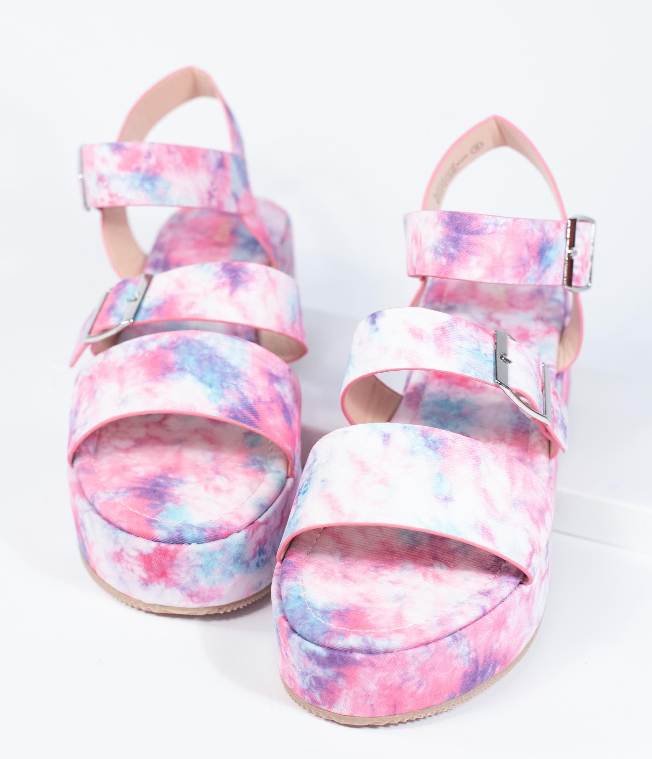 Vibrant Pink & Purple Tie Dye Platform Sandals for Women - Comfortable Summer Beach Slides with Thick Sole - Perfect for Pool Parties, Music Festivals & Boho Outfits