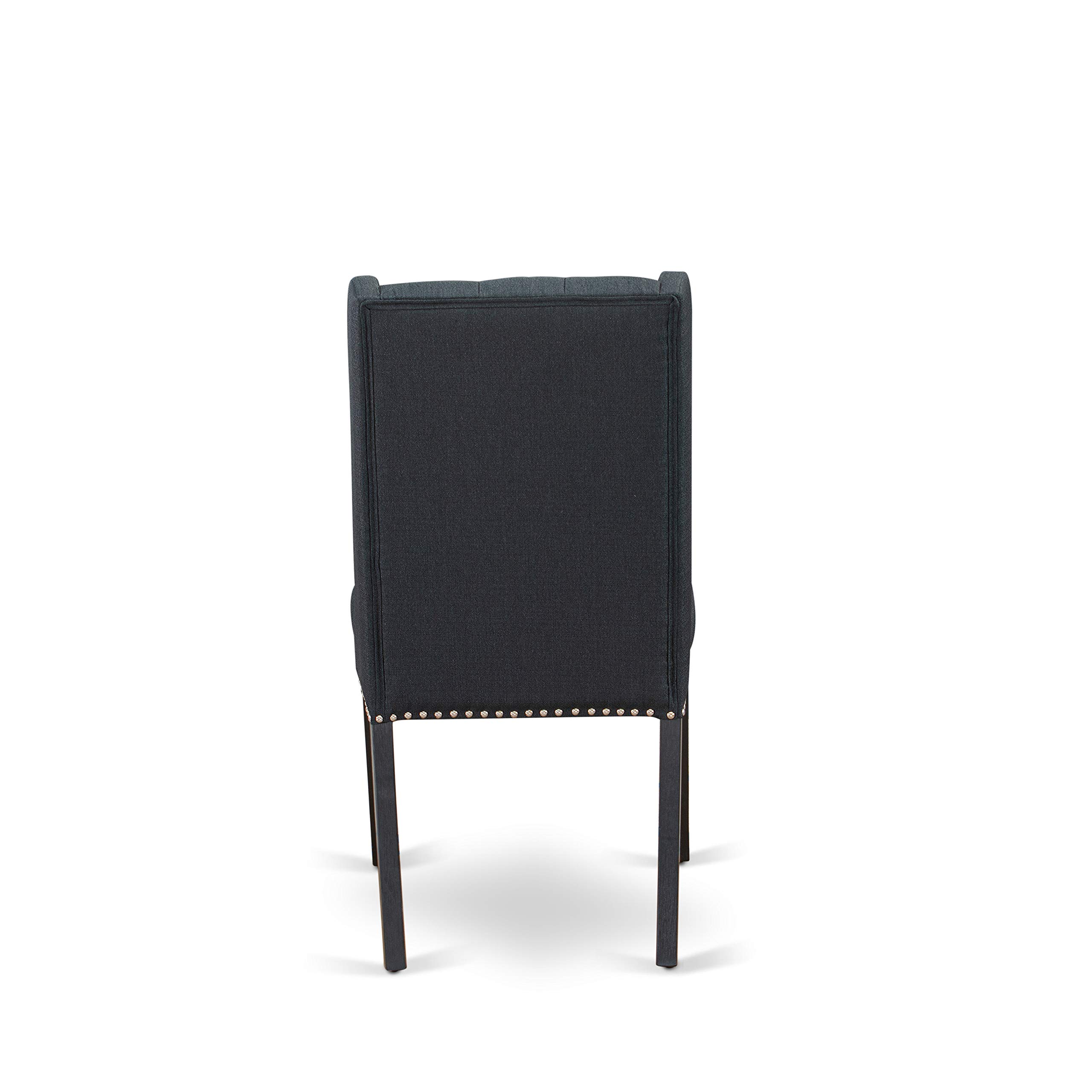 East West Furniture 5-Piece Kitchen Dining Set - 40x72 Inch Rectangle Table with V-Legs & 4 Black Linen Fabric Chairs | Modern Dining Room Furniture for Small Spaces | Perfect for Family Meals, Dinner Parties, and Everyday Use