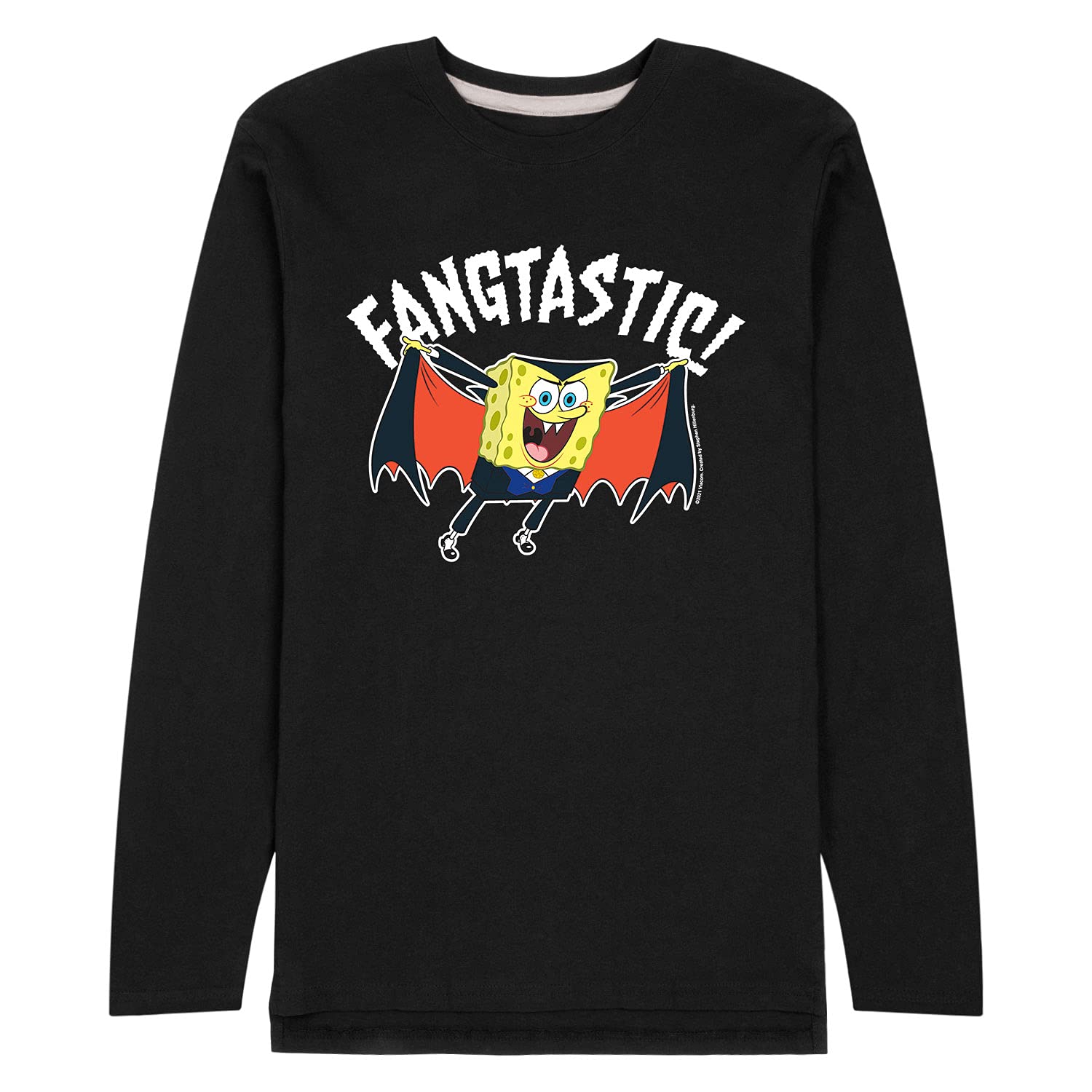 Spongebob Squarepants Men's Long Sleeve Jersey T-Shirt - Fangastic Graphic Tee - Comfortable Cotton Blend Shirt for Casual Wear, Cosplay & Cartoon Lovers