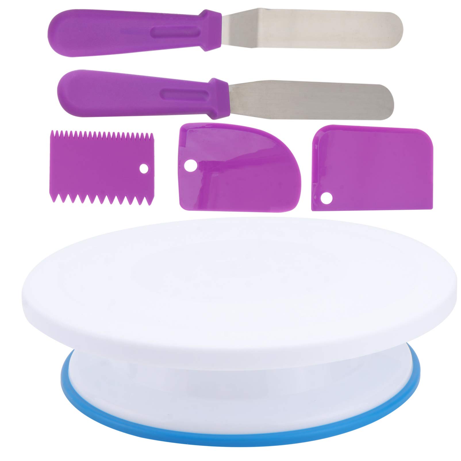DOITOOL 6-Piece Cake Turntable Set - Manual Rotating Cake Stand, Durable Rotary Cake Base with Non-Slip Surface for Cake Decorating, Baking, and Dessert Display - Perfect for Home Bakers & Professional Chefs