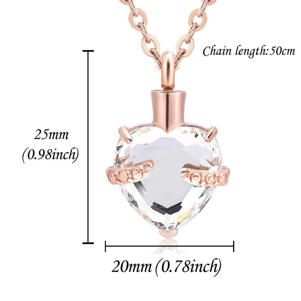 12 Colors Birthstone Crystal Heart Urn Necklace - Memorial Cremation Keepsake Ashes Holder Pendant with Chain for Loved Ones | Perfect for Funeral, Remembrance & Special Occasions