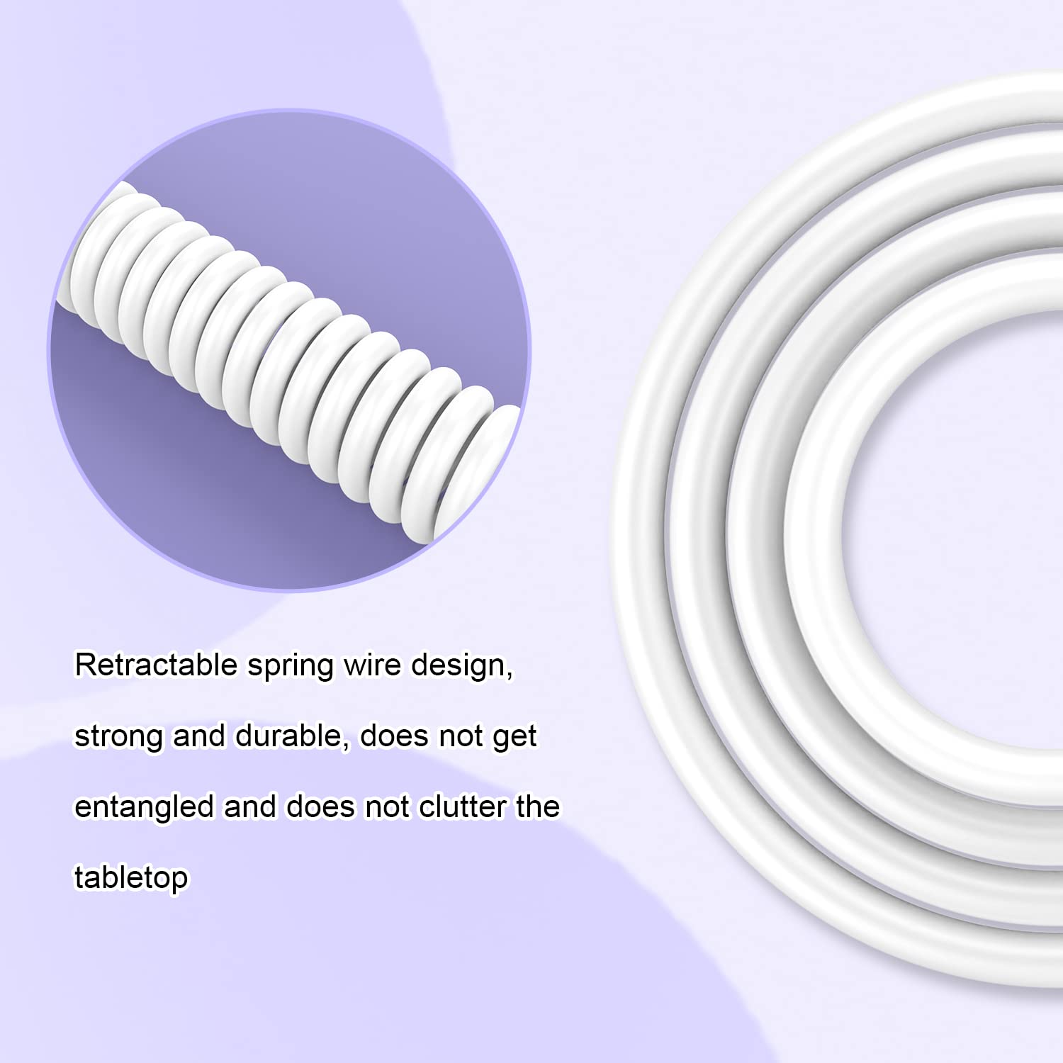 XINMENG C02 Coiled USB-C Keyboard Cable - Detachable Aviator Connector for Gaming Keyboard & Laptop (White)