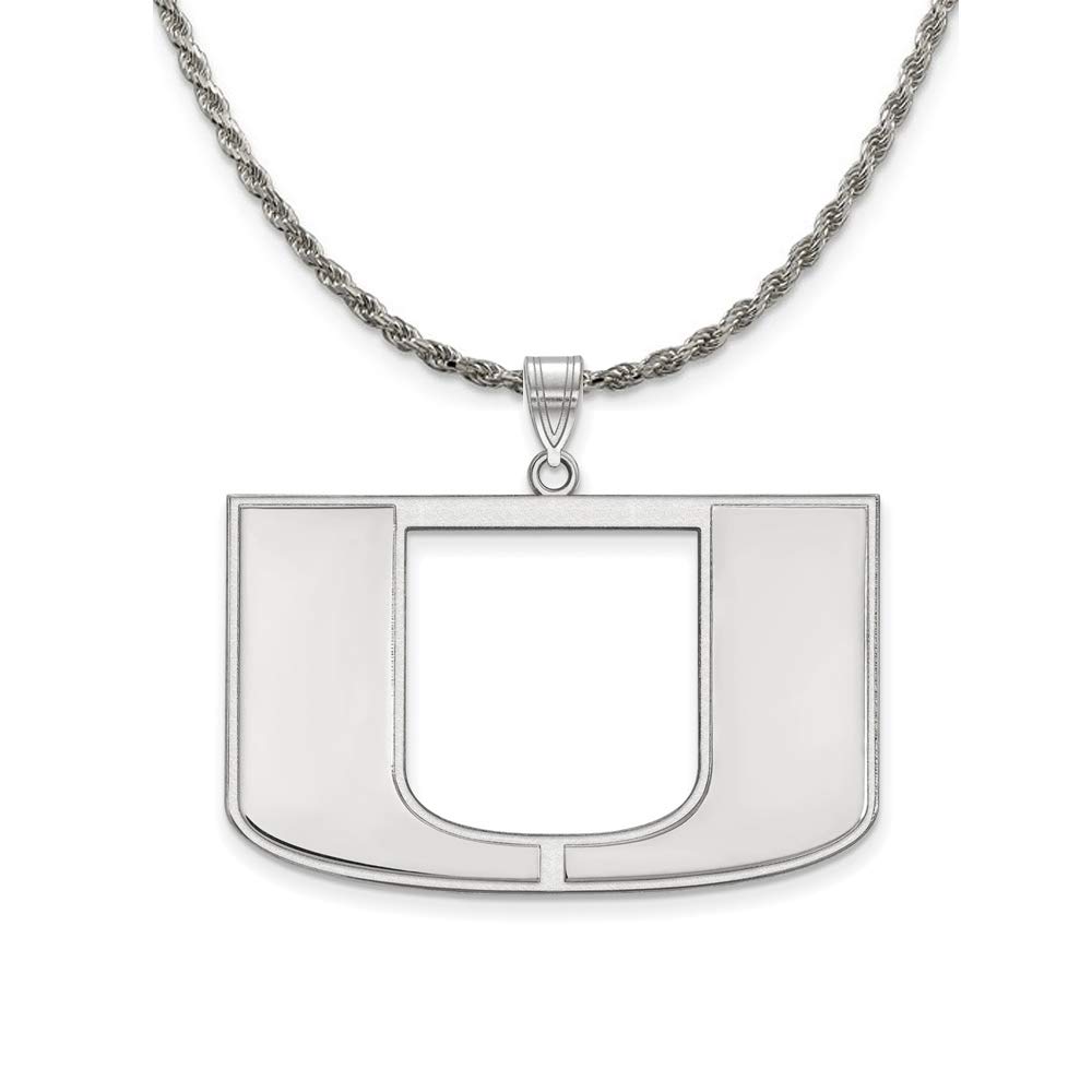 Black Sterling Silver Miami XL Logo Pendant Necklace for University Gifts