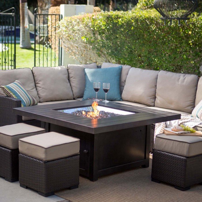 Napoleon St. Tropez Square Patio Flame Table - Outdoor Propane Fire Pit Table for Deck, Backyard, and Garden - Perfect for Entertaining and Relaxing