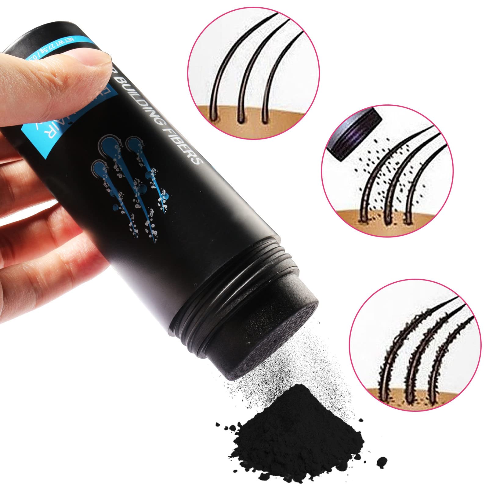 Premium Hair Building Fibers for Thinning Hair - Black Hair Loss Concealer Spray for Women & Men | Instant Coverage for Bald Spots & Thinning Areas | Great for Daily Use, Special Occasions & Confidence Boosting