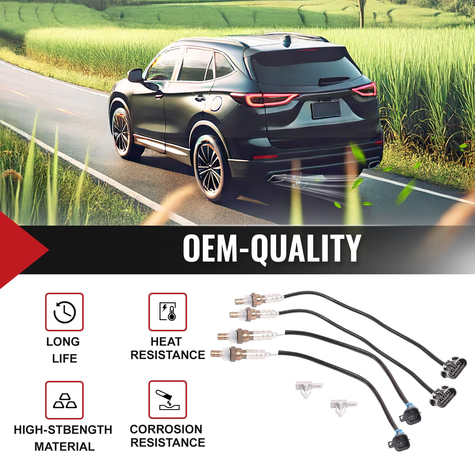 Bapmic Upstream & Downstream Lambda O2 Oxygen Sensor Compatible with Cadillac Chevrolet GMC 19178116 - Improve Engine Performance & Fuel Efficiency