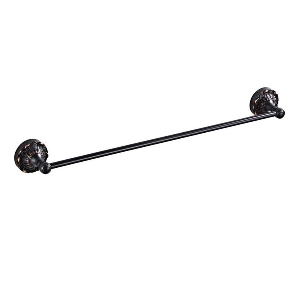 Stainless Steel Towel Bar - SUS 304 Single Towel Hanger Wall Mounted Rack in Black for Bathroom & Kitchen | Durable & Rustproof Bathroom Organizer for Hand Towels, Washcloths & Kitchen Linens