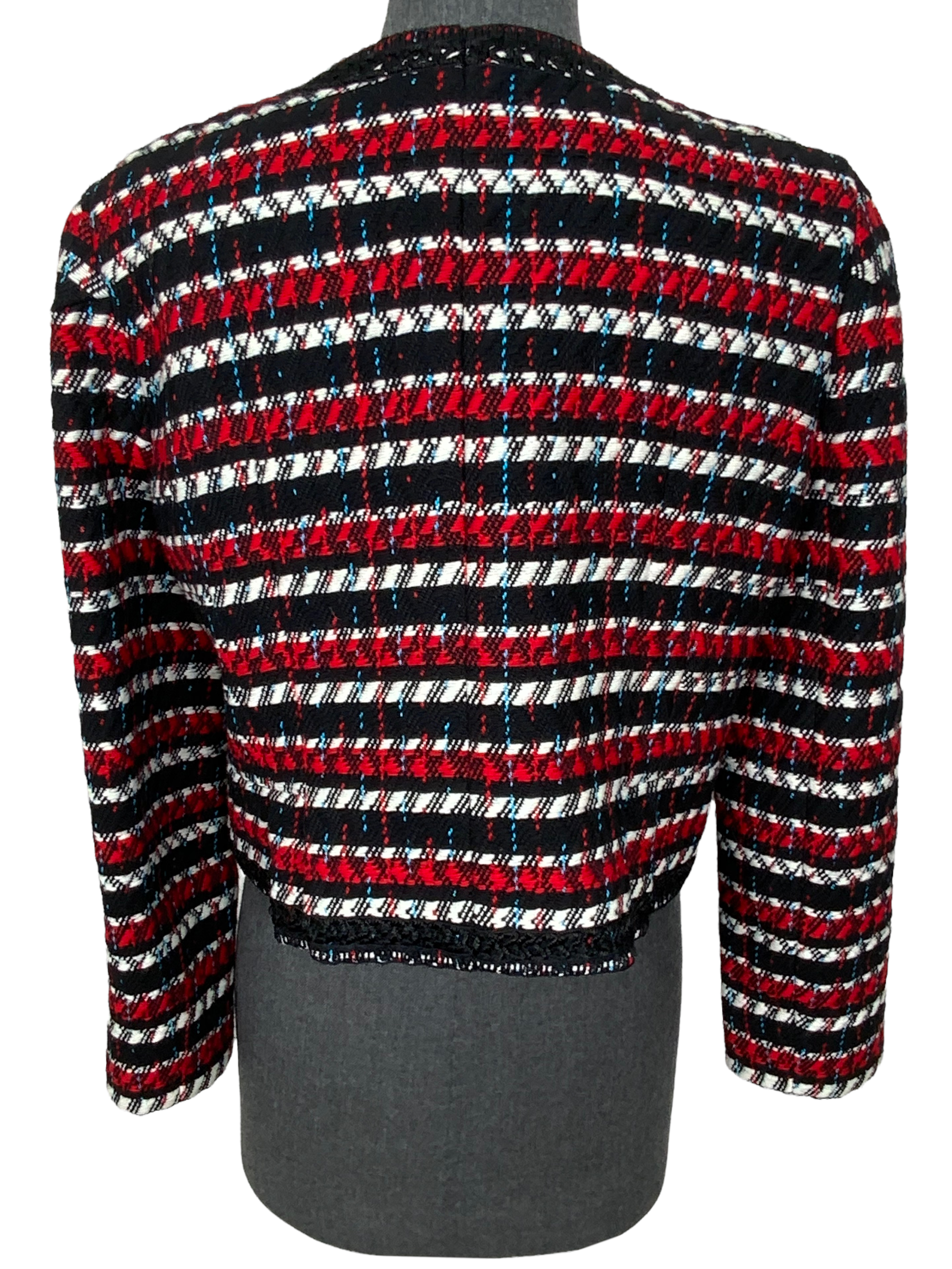 Oscar de la Renta Tweed Fringe Cropped Jacket Women's Size M | Elegant Blazer for Office, Party & Special Occasions