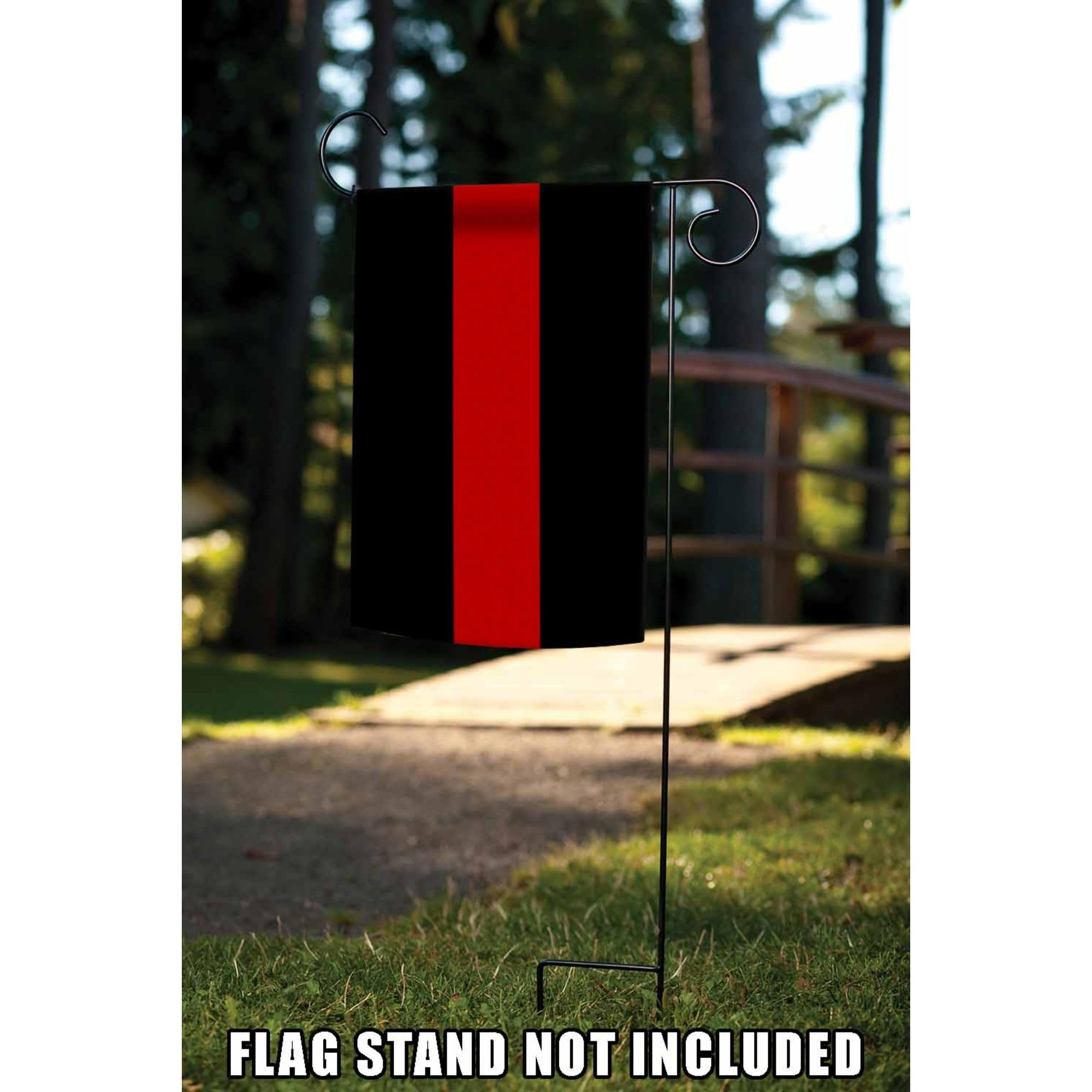 Toland Home Garden 1110868 Thin Red Line Fire Flag - 12x18 Inch Double Sided Outdoor Firefighter Garden Flag, Patriotic Yard Decoration for House, Front Porch & Fire Station Display