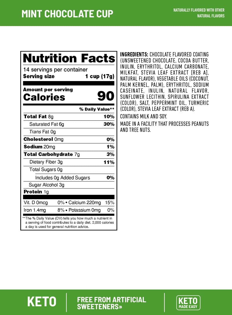 SlimFast Keto Fat Bomb Snack Cup - Mint Chocolate Flavor | Low Carb, Zero Added Sugar Keto Snacks for Weight Loss | 14 Count Box | Perfect for On-the-Go, Office & Ketogenic Diet | Packaging May Vary