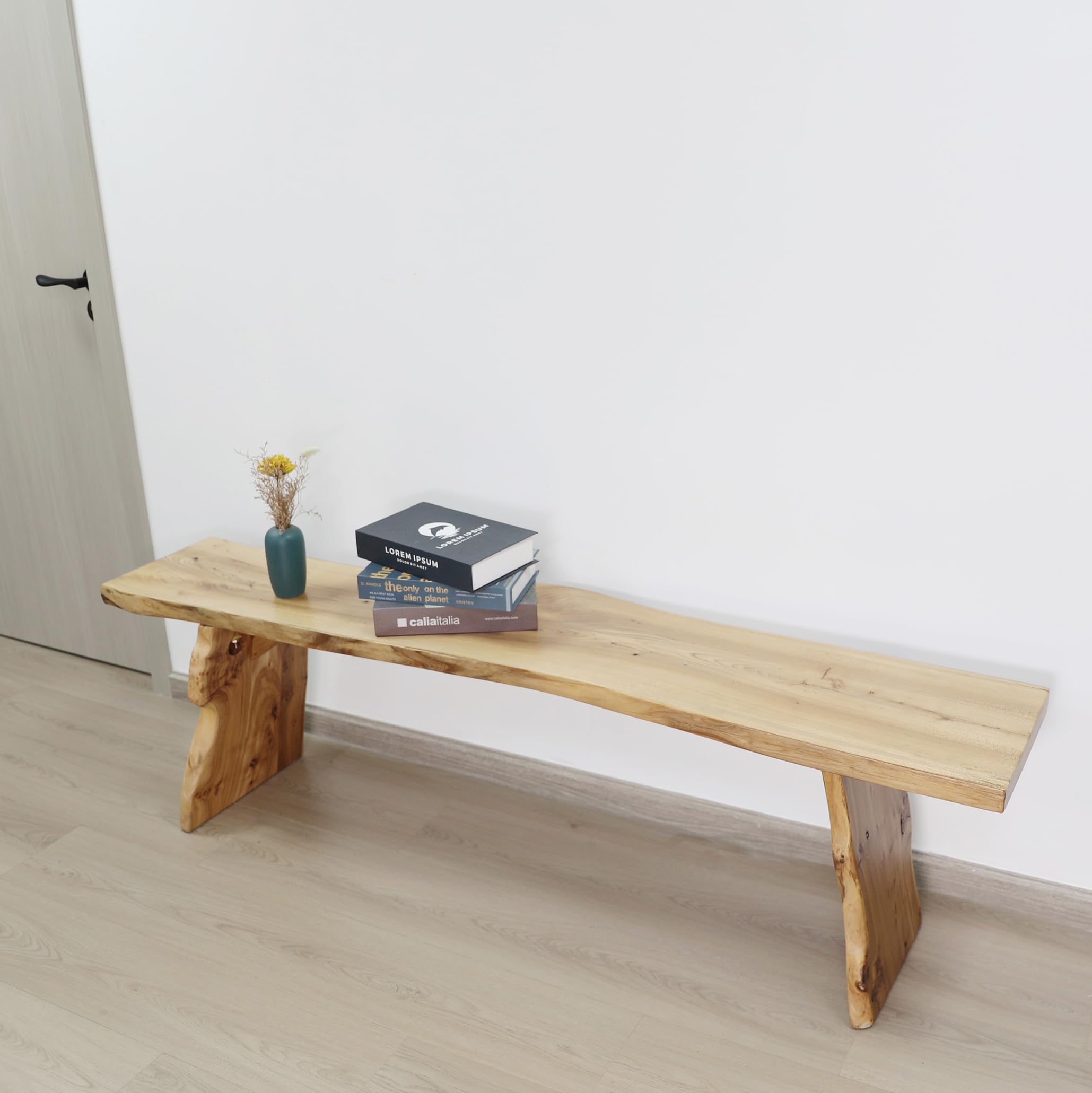 **Elm Wood Dining Bench - 63 Inch Long Accent Bench for Entryway, Living Room, Bedroom & Dining Room - Sturdy Footrest Stool for End of Bed or Seating**    *(Perfect for cozy seating, extra guest space, or as a stylish footrest in your home decor!)*
