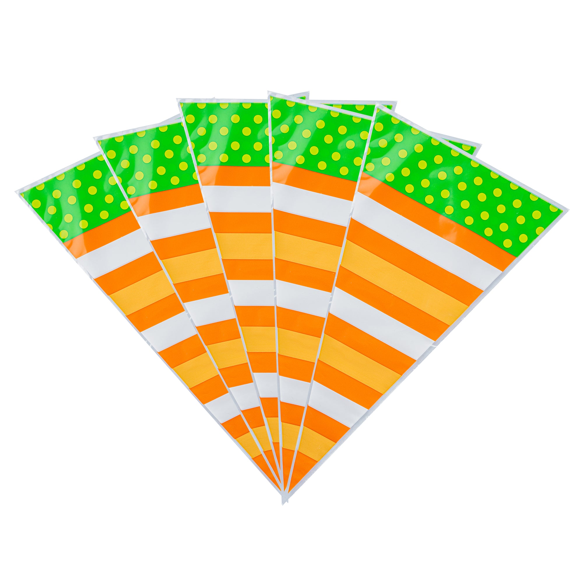Premium Plastic Cone Bags - Stripes & Polka Dots Design (6x11 Inches, 8000 Count Box) | Perfect for Candy, Snacks, Party Favors & Retail Packaging