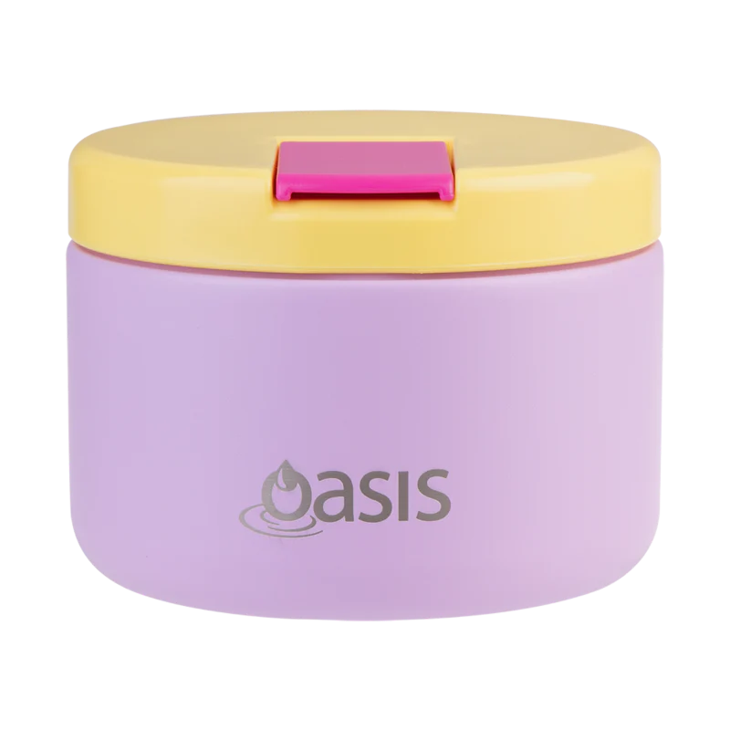 Oasis Insulated Food Flask with Quick Release Lid - 300ml Bubblegum Pink | Perfect for School Lunches, Office Meals & Outdoor Picnics