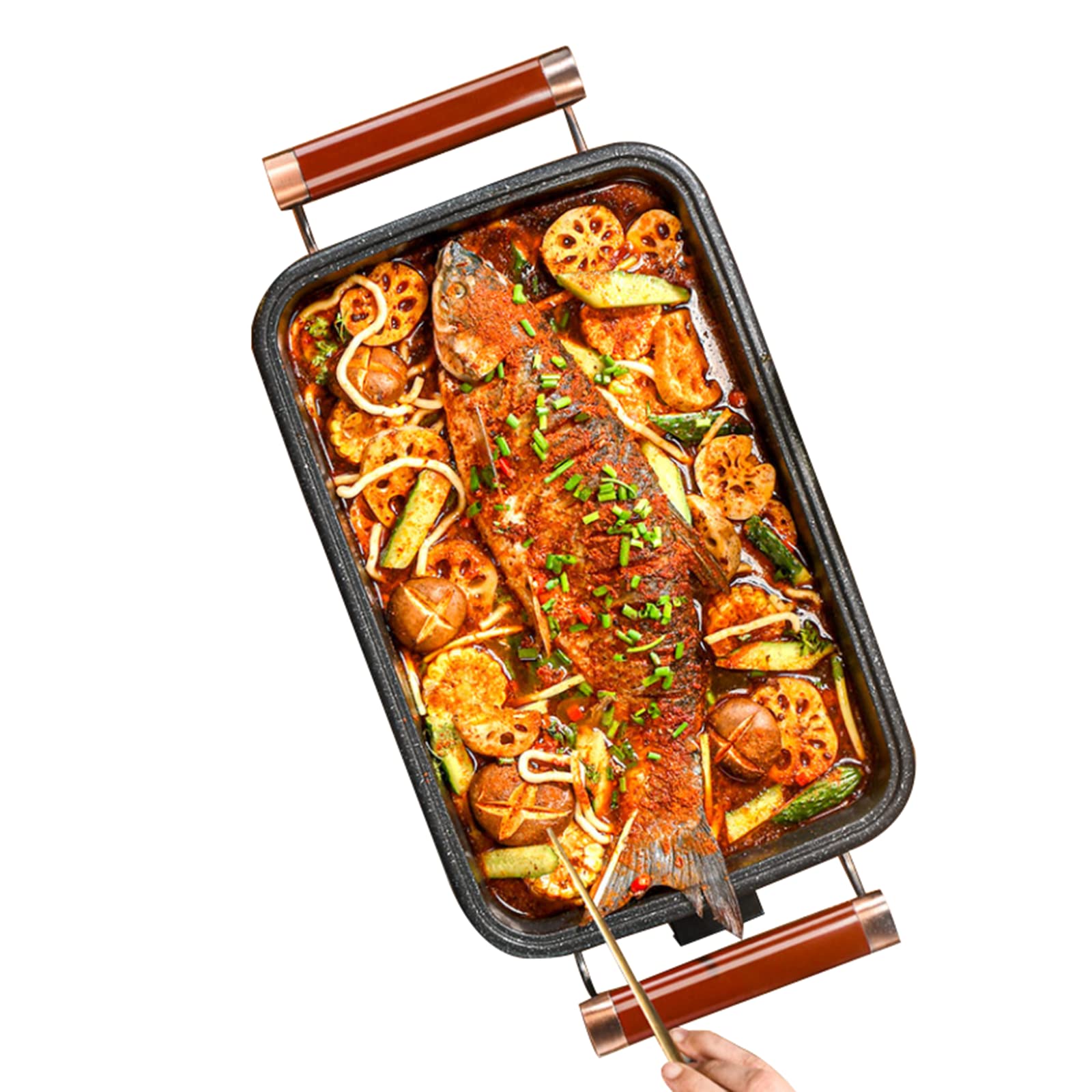 BYCDD Electric Griddle with Nonstick Coating - 29X45X11CM Large Black Teppanyaki Grill for Pancakes, Breakfast & Cooking - Perfect for Family Gatherings, Camping Trips & Outdoor Cooking (4-8 People)