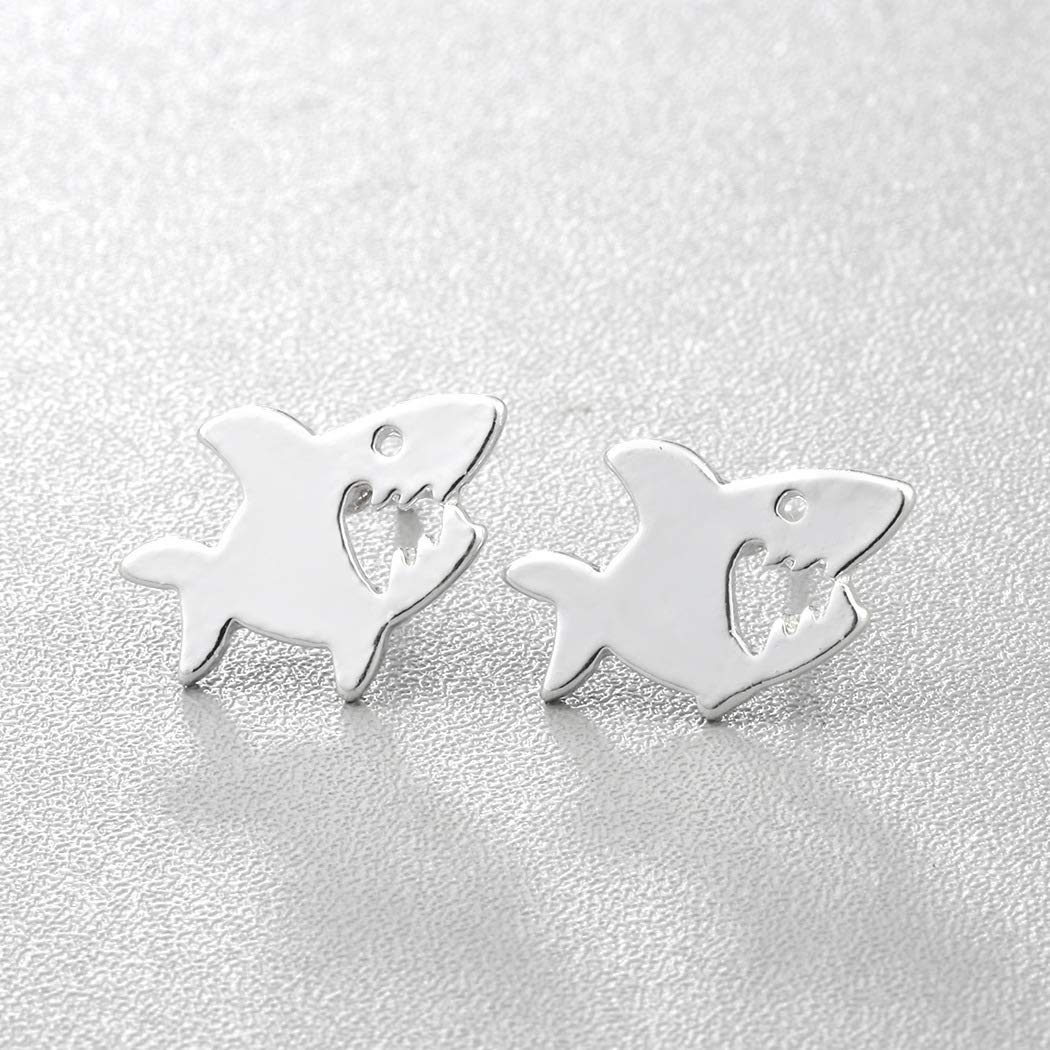 Tiny Sea Shark Stud Earrings for Women - Simple Nautical Ocean Animal Jewelry - Perfect for Beach Vacations, Summer Outfits & Marine-Themed Parties