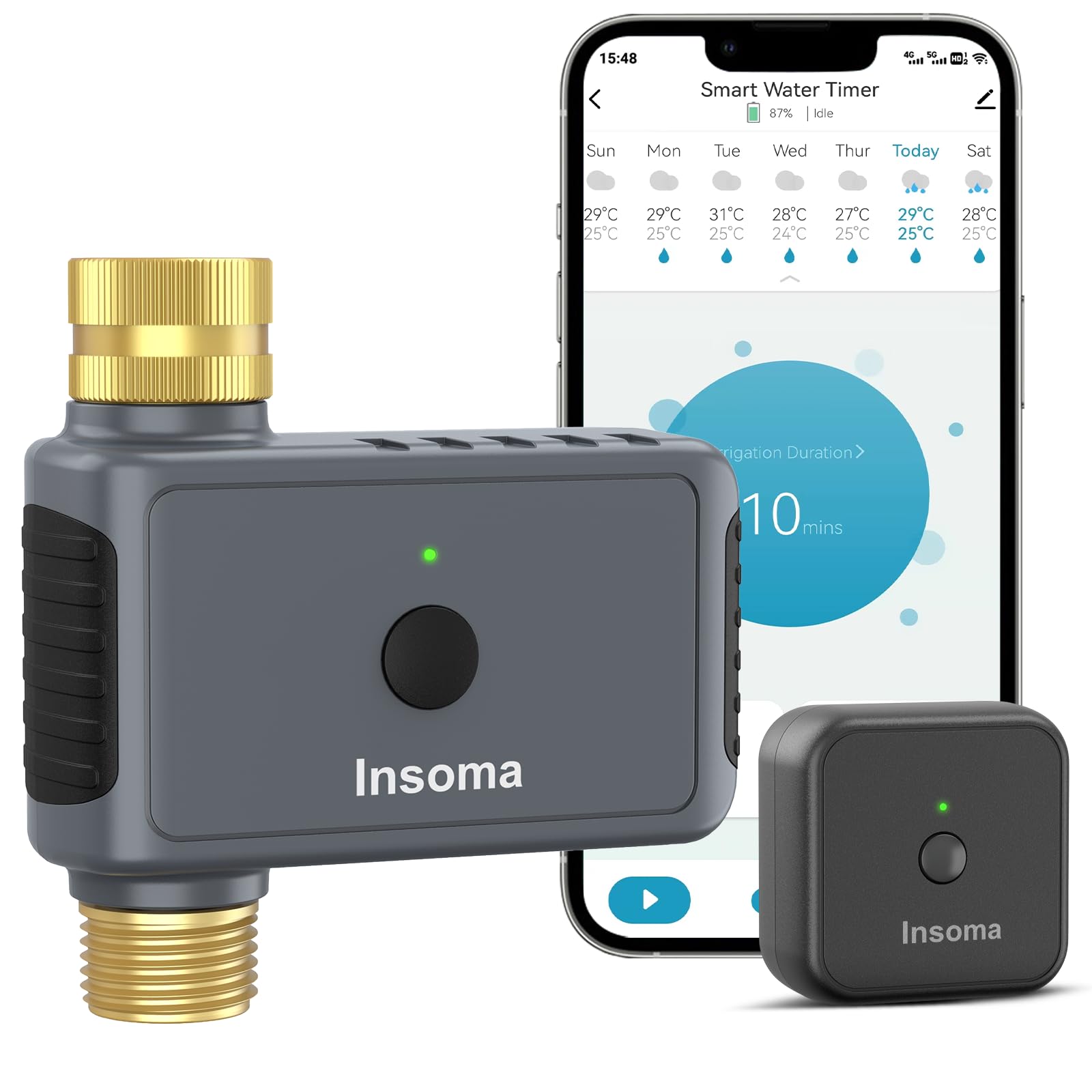 Smart WiFi Hose Timer with Brass Inlet & Outlet - WiFi Sprinkler Timer for Garden, Lawn & Yard - APP & Voice Control via Alexa & Google Home - Perfect for Automated Watering & Smart Irrigation Systems