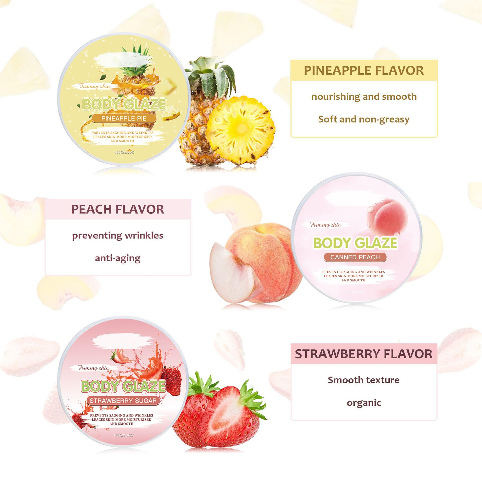 Body Glaze Body Butter Donut 3.5 oz - Deeply Moisturizing Cream for Dry Skin - Hydrating & Nourishing Body Butter for Women - Perfect for Daily Skincare & Post-Shower Hydration (E Set)