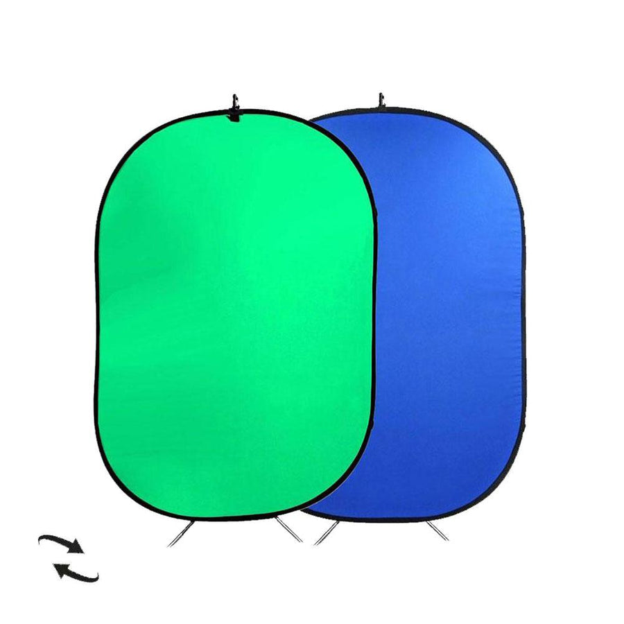 Chroma Key Green & Blue Double-Sided Nylon Pop-Up Backdrop with Stand & Peg Kit (1.5x2.1M) - Perfect for Photography, Video Streaming, and Virtual Backgrounds