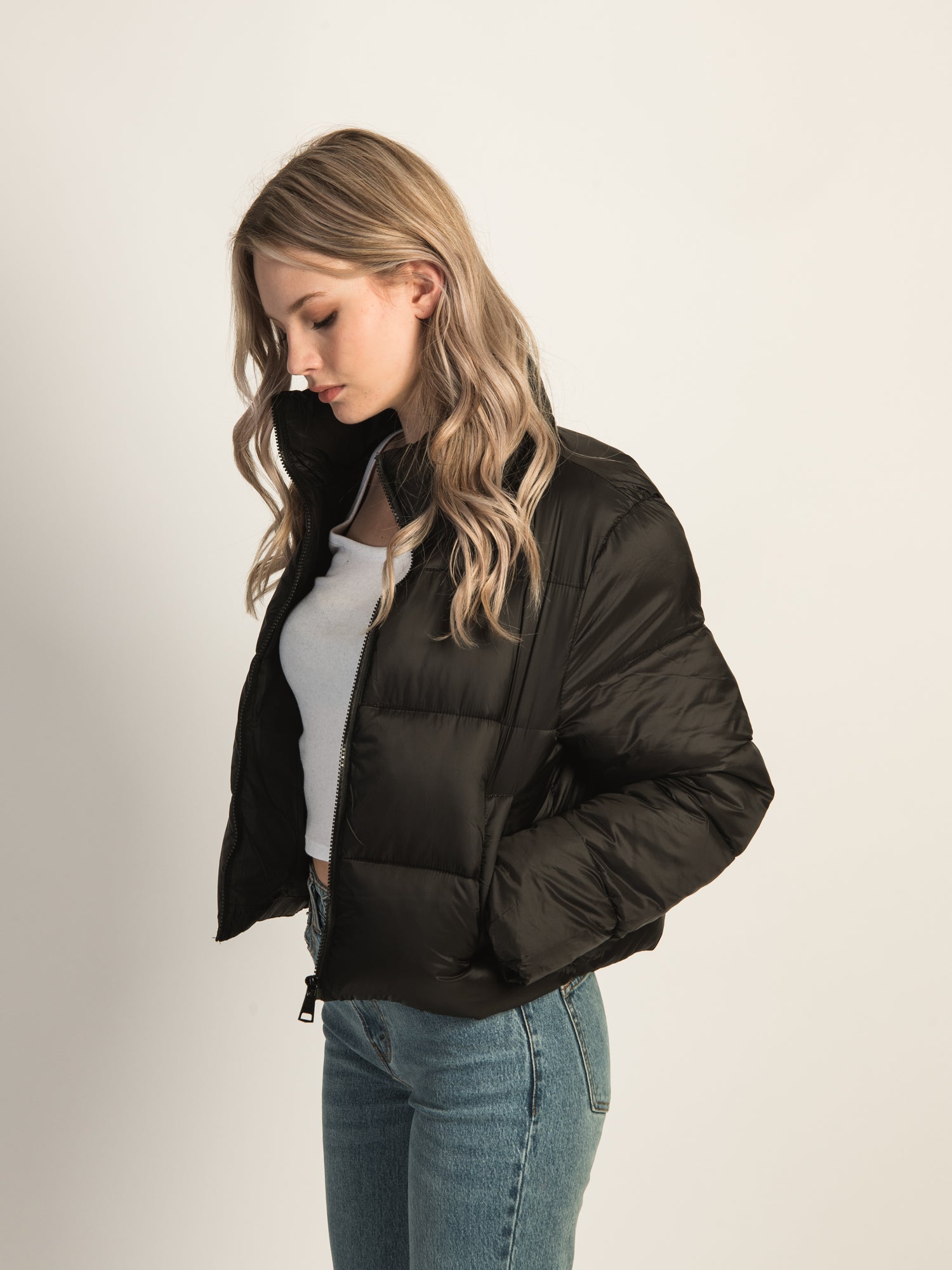 AZALEA WANG LOTTIE PUFF JACKET - Women's Winter Puffer Coat, Black, Warm Quilted Outerwear for Cold Weather | Perfect for Snowboarding, Skiing & Outdoor Activities