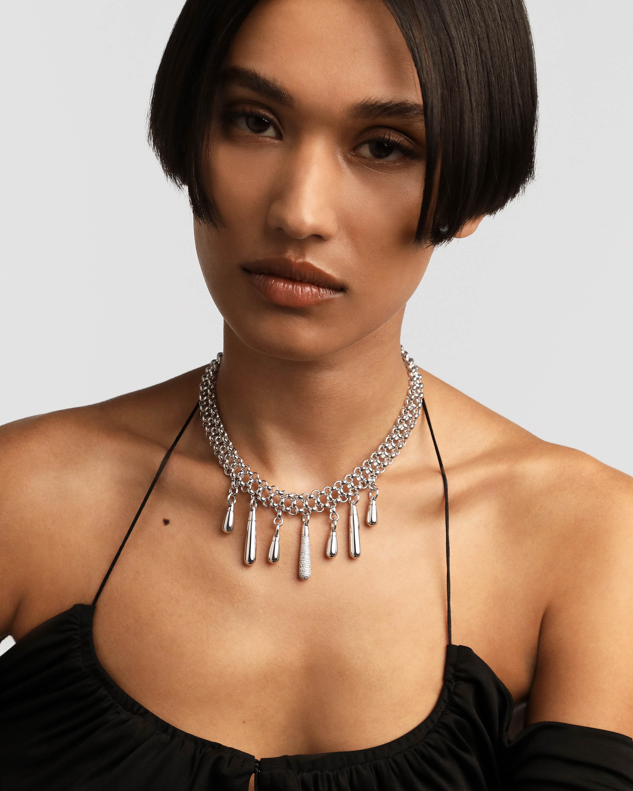 Elegant Jelly Silver Choker Necklace for Women - Trendy Adjustable Statement Piece for Parties, Weddings & Everyday Wear