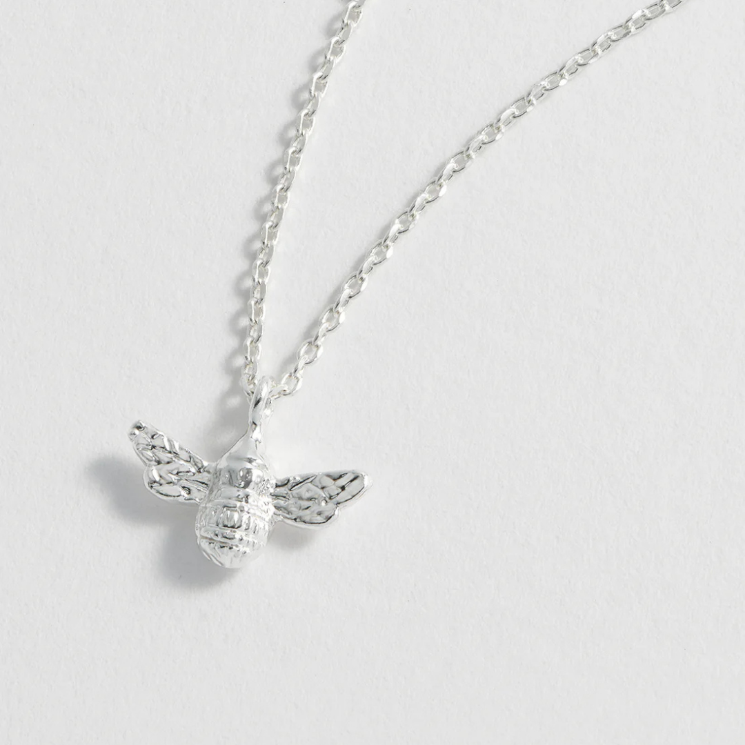 Estella Bartlett Bee Positive Bee Necklace - Silver Plated Jewelry for Women, Inspirational Gift for Friends, Birthday & Everyday Wear
