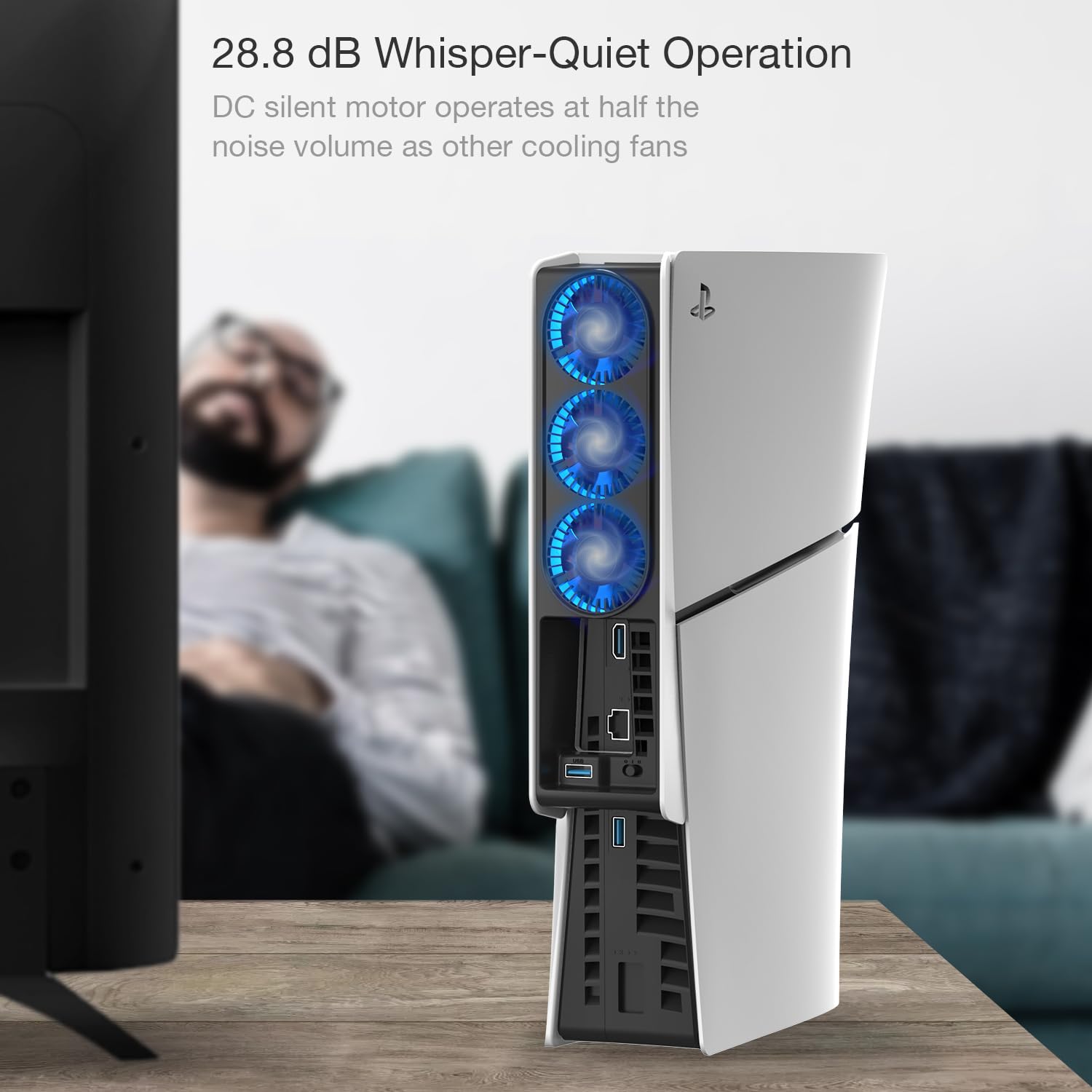 Upgraded Quiet Cooling Fan with LED Light for PS5 Slim Console - Digital & Disc Edition | Enhanced Airflow for Gaming & Streaming | Perfect for Long Gaming Sessions & Hot Environments