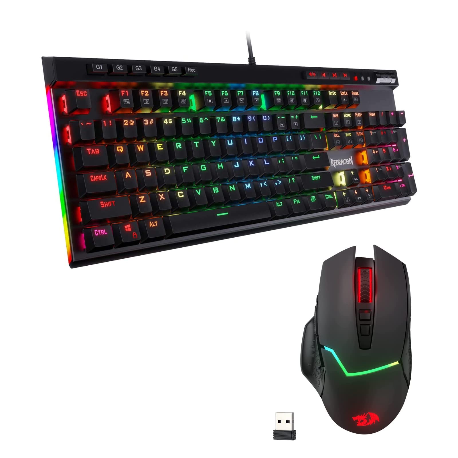 Redragon K580 VATA RGB LED Backlit Mechanical Gaming Keyboard & M690 PRO Wireless Gaming Mouse Combo - Perfect for PC, Mac, PS4, PS5 Gaming & Office Work