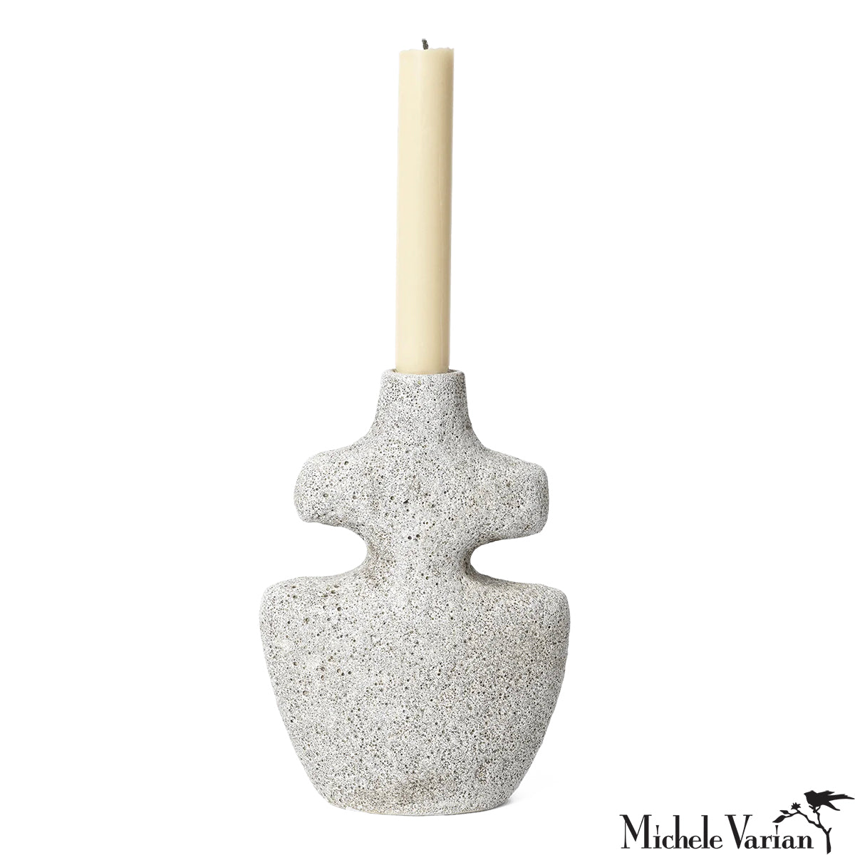 Yara Medium Grey Pumice Candle Holder - Modern Home Decor for Living Room, Bedroom & Dining Table Centerpiece