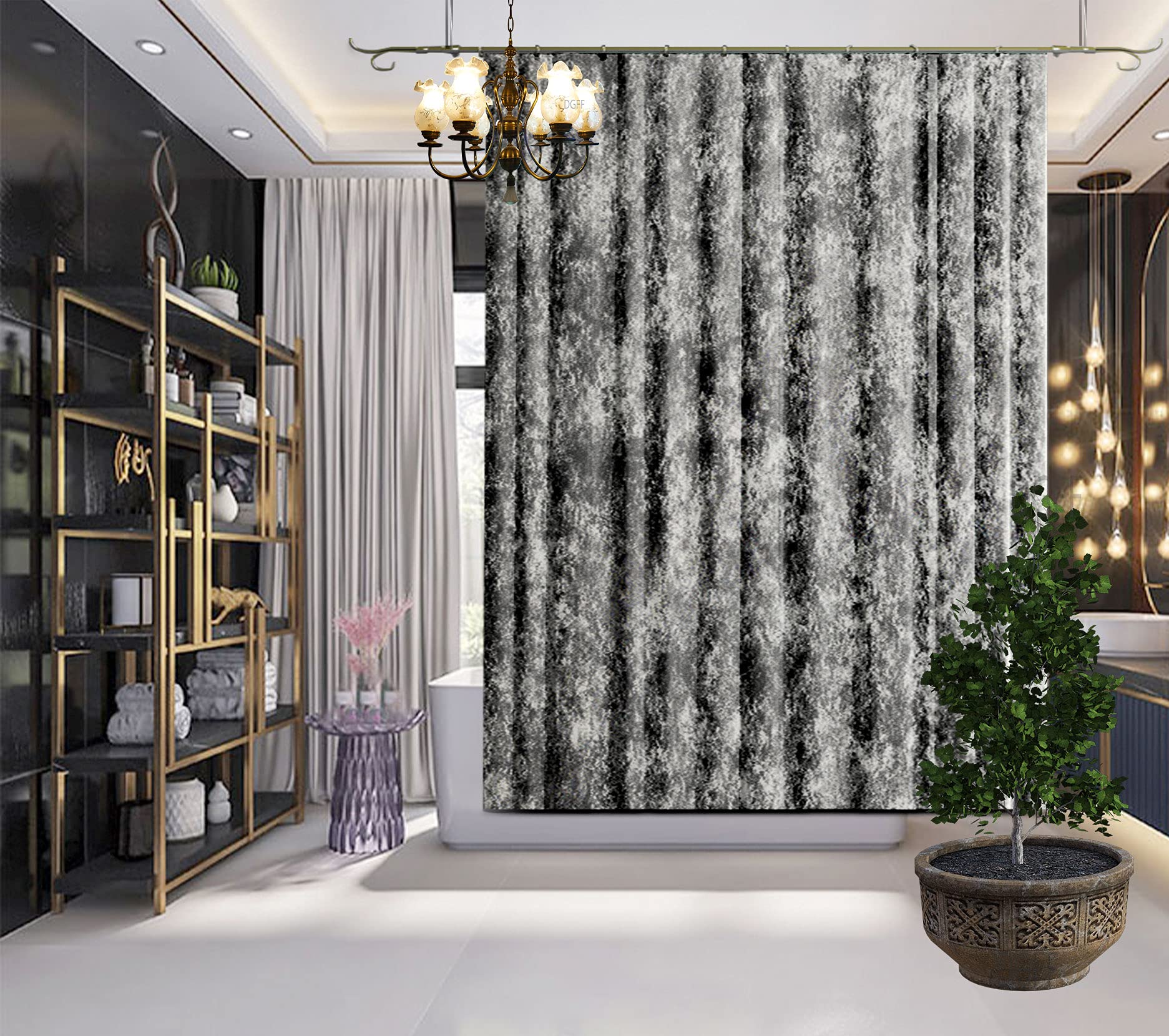 Black Marble Shower Curtain - Waterproof Polyester Fabric 72x72 Inch, Abstract Natural Stone Design with Hooks Included, Machine Washable for Bathroom Decor | Perfect for Modern, Minimalist & Spa-Like Showers