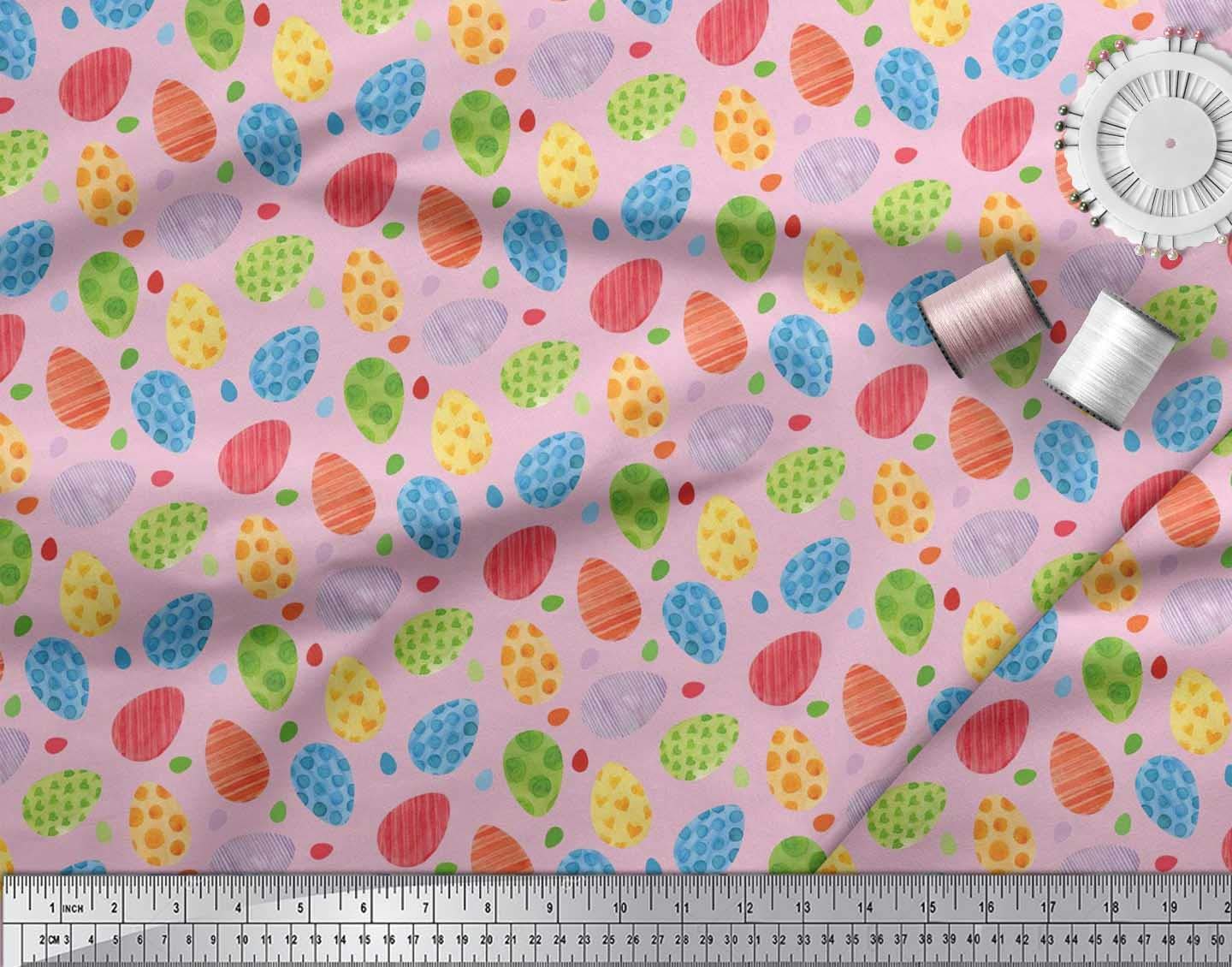Soimoi Moss Georgette Brown Fabric by The Yard - 42 Inch Wide Easter Egg Printed Textile for DIY Crafts, Dressmaking & Home Decor - Perfect for Easter Celebrations, Spring Decorations & Party Supplies