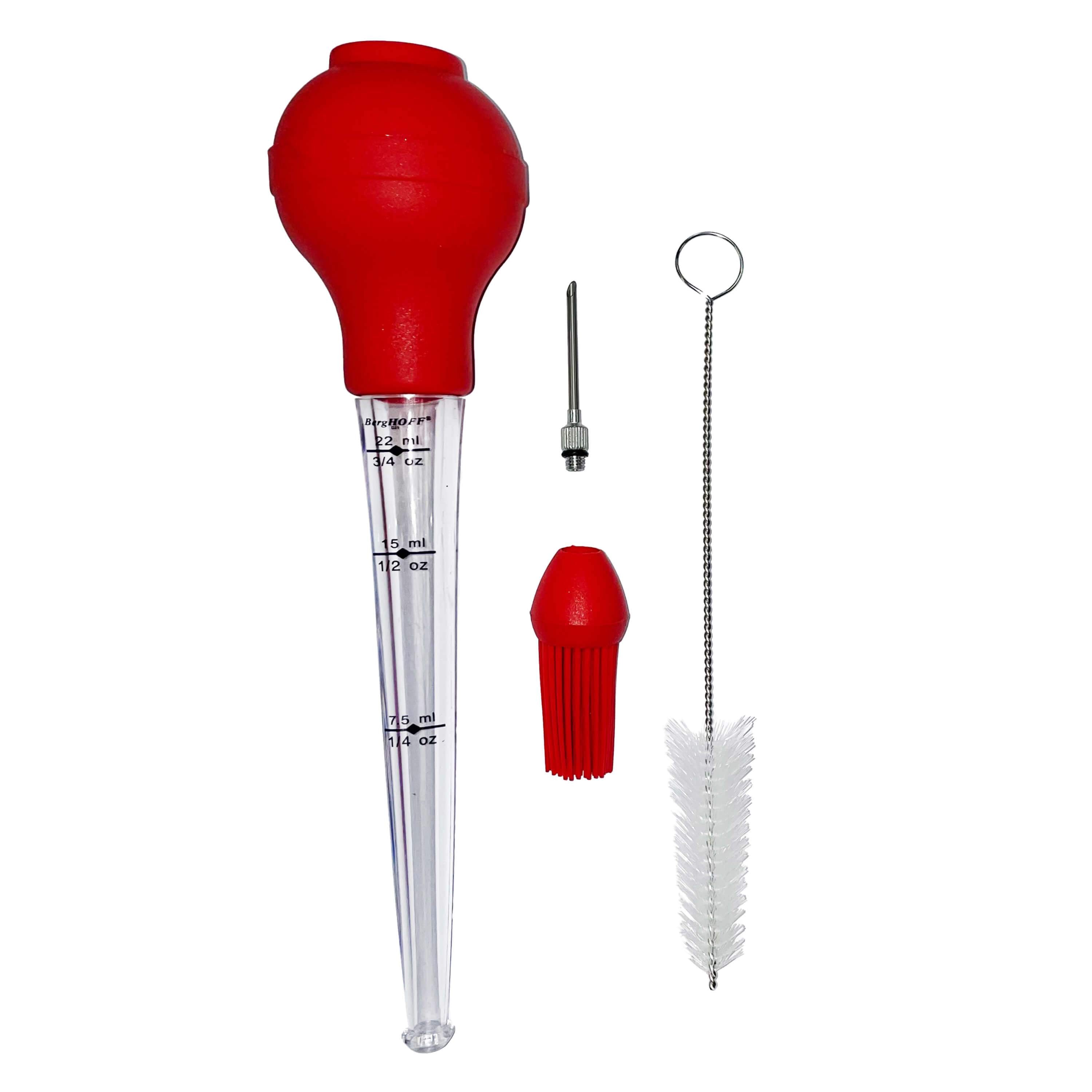 BergHOFF Essentials 5-Piece Turkey Baster Set - Stainless Steel Basting Kit with Silicone Brush for Juicy Roasts, Thanksgiving Turkey & Holiday Cooking