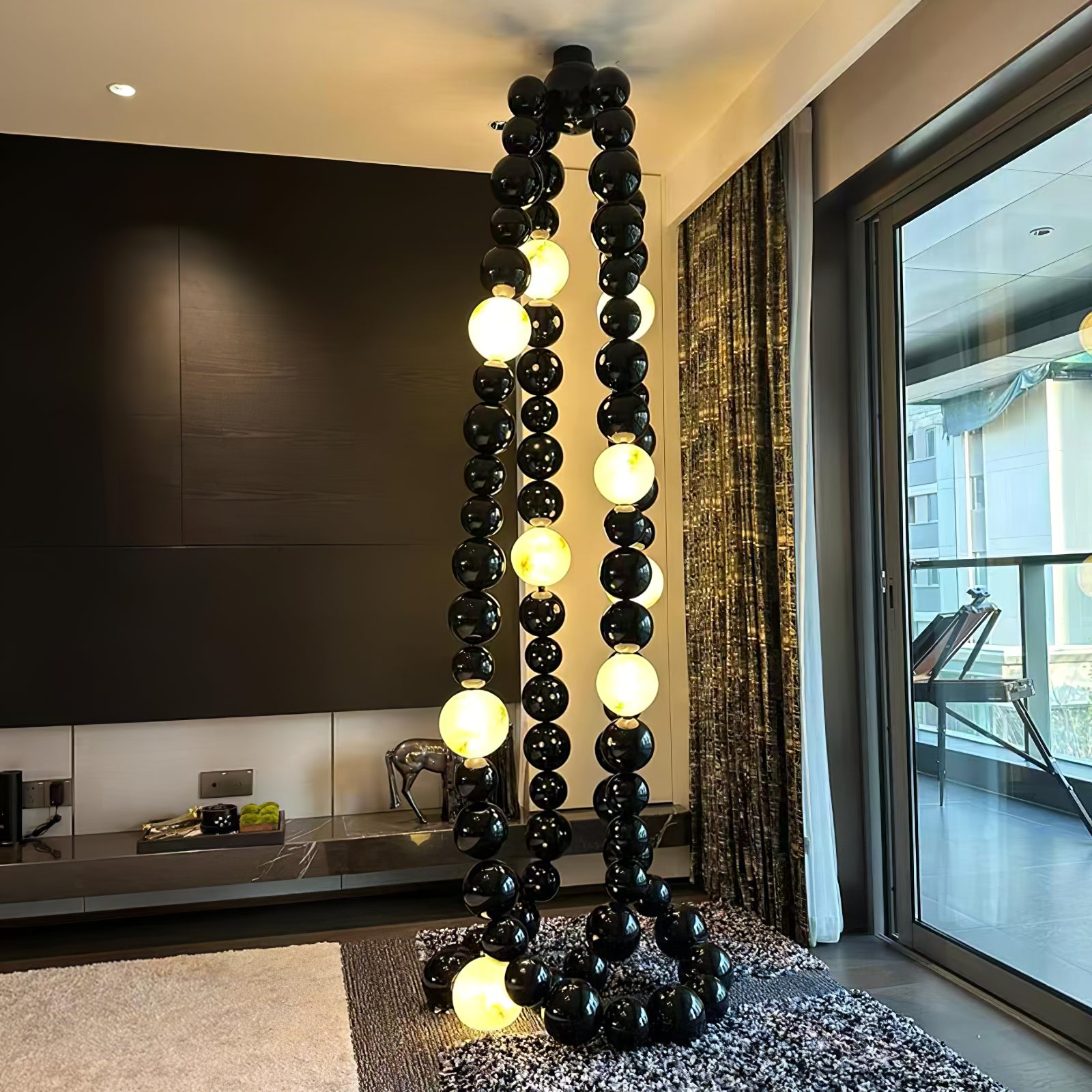 Cosmic Beads Chandelier - Elegant Bohemian Crystal Glass Bead Ceiling Light Fixture for Living Room, Bedroom, Dining Room Decor | Perfect for Home, Wedding, Party & Event Lighting