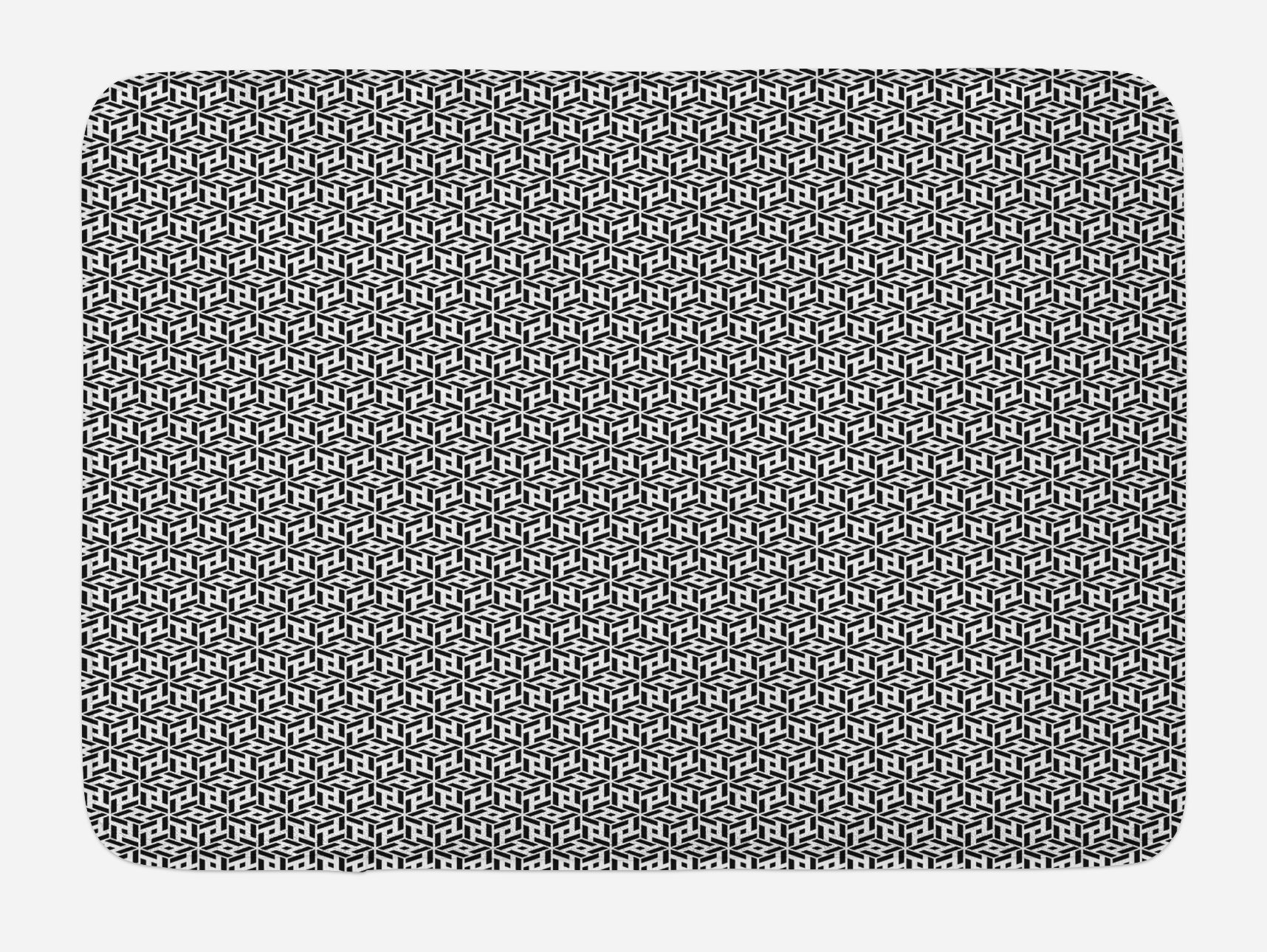 Ambesonne Black and White Abstract Cubical Bath Mat - Non-Slip Plush Bathroom Rug, 30.2