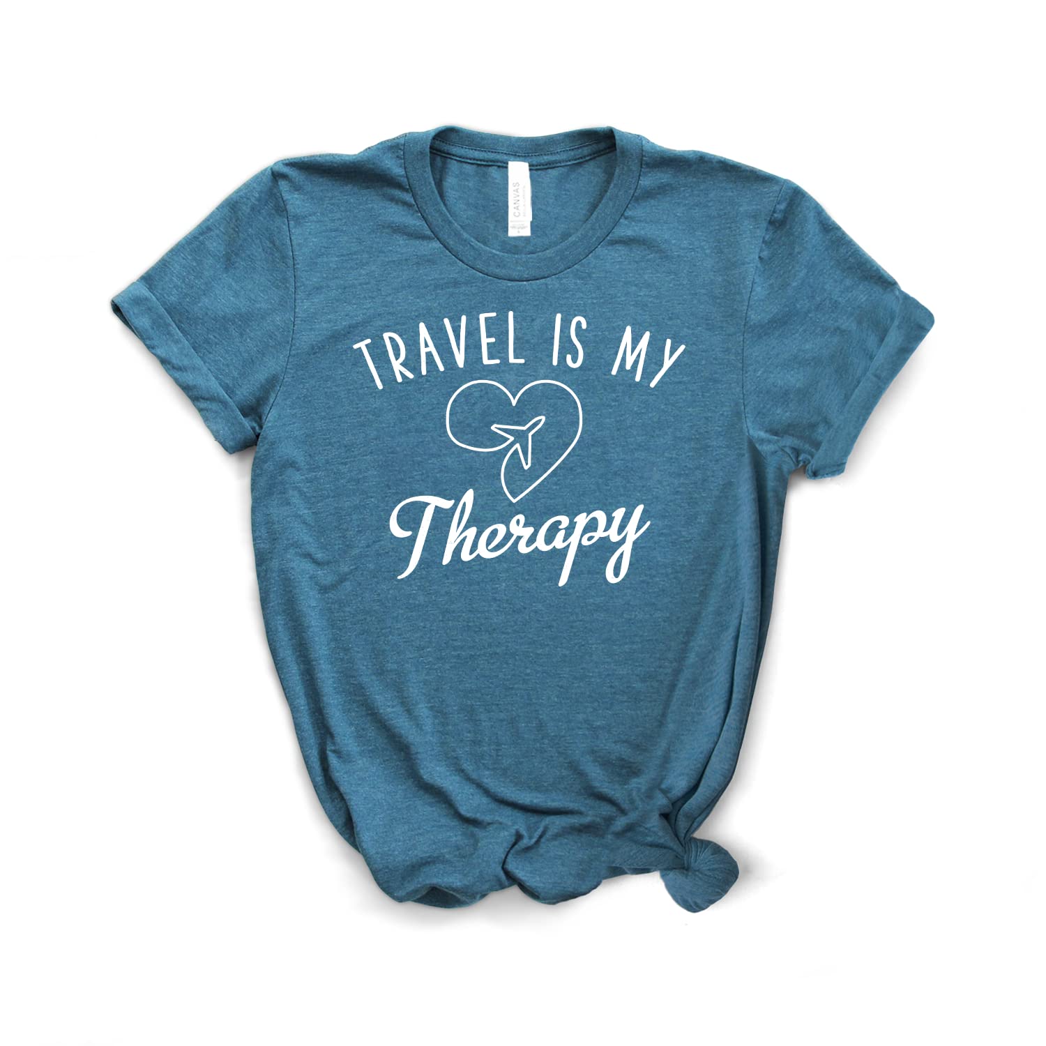 Travel Is My Therapy T-Shirt - Funny Travel Shirt for Men & Women - Soft Unisex Tee - Perfect Traveler Gift (Catch Flights Not Feelings) - Ideal for Vacations, Road Trips & Adventure Travel