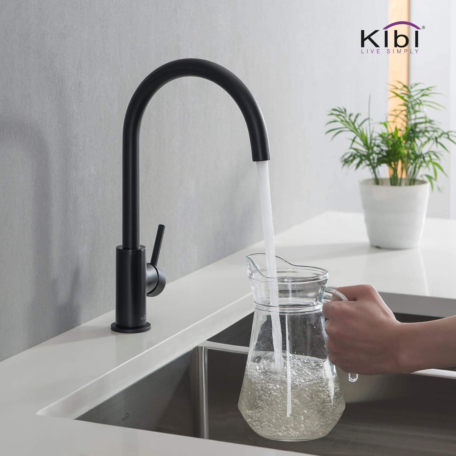 KIBI KKF2001 Matte Black High Arc Single Hole Kitchen Faucet - 360° Swivel Spout, Rust & Corrosion Resistant - Perfect for Modern Farmhouse, RV & Small Kitchen Sinks