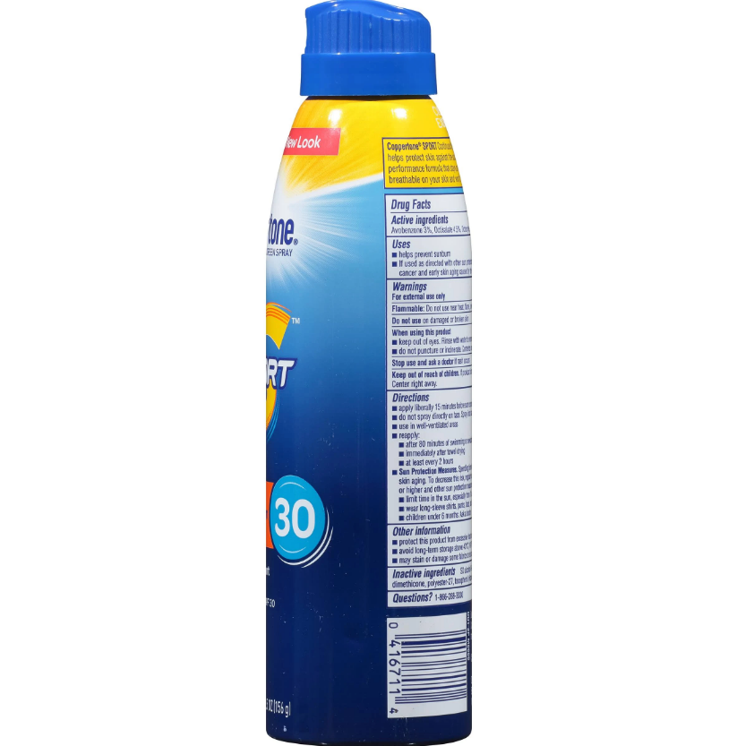Coppertone Sport SPF 30 Sunscreen Spray Twin Pack - Broad Spectrum Water Resistant Sunblock for Active Outdoor Activities, Beach, Swimming & Sports